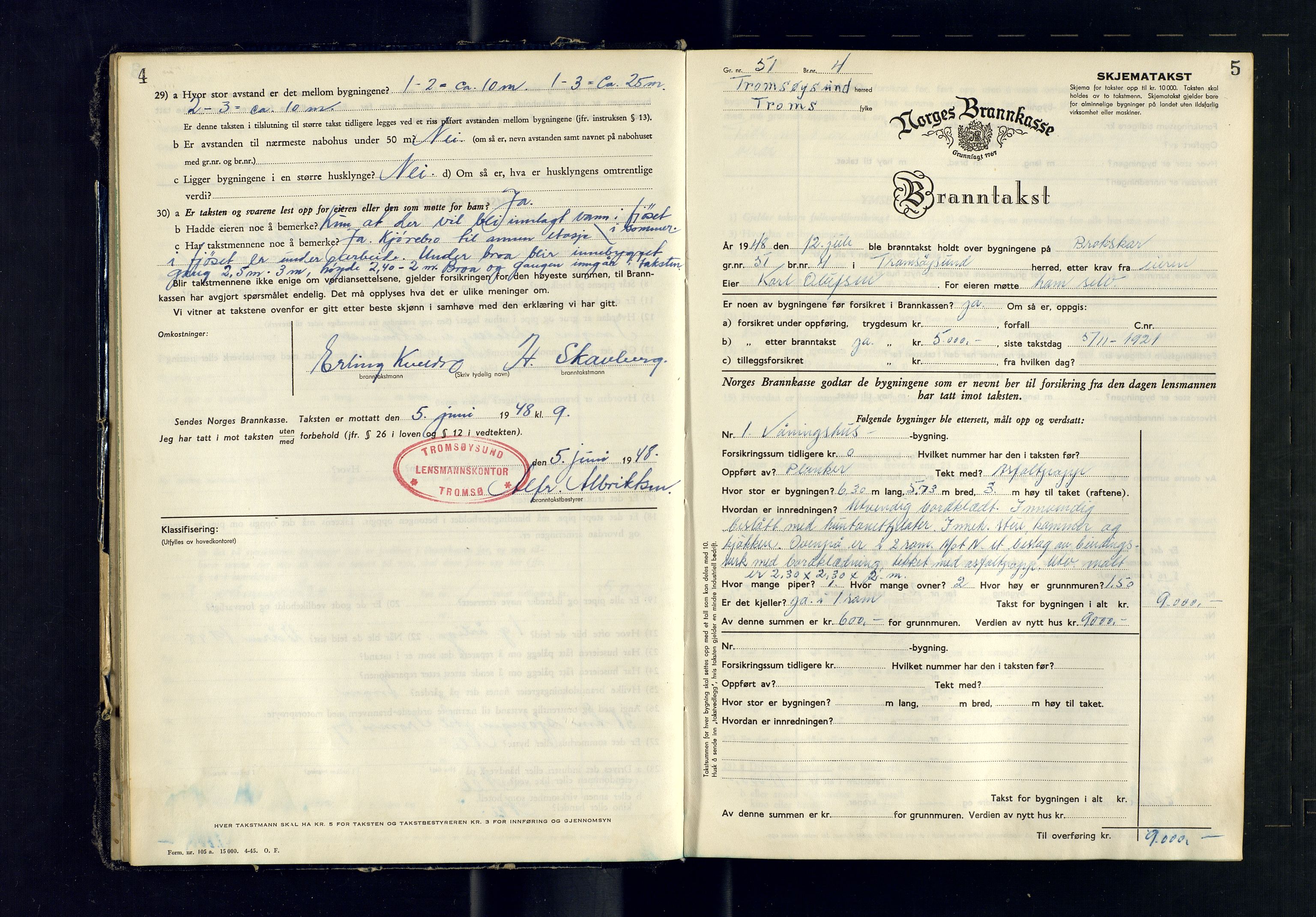 Tromsøysund lensmannskontor, AV/SATØ-SATØ-12/F/Fs/Fsb/L0761: Branntakstprotokoll (S), 1948-1950, s. 4-5