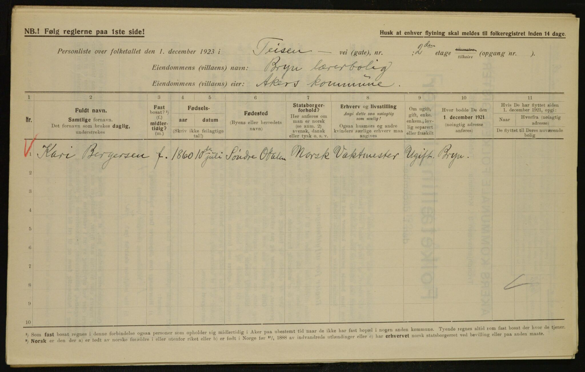 , Kommunal folketelling 1.12.1923 for Aker, 1923, s. 32749