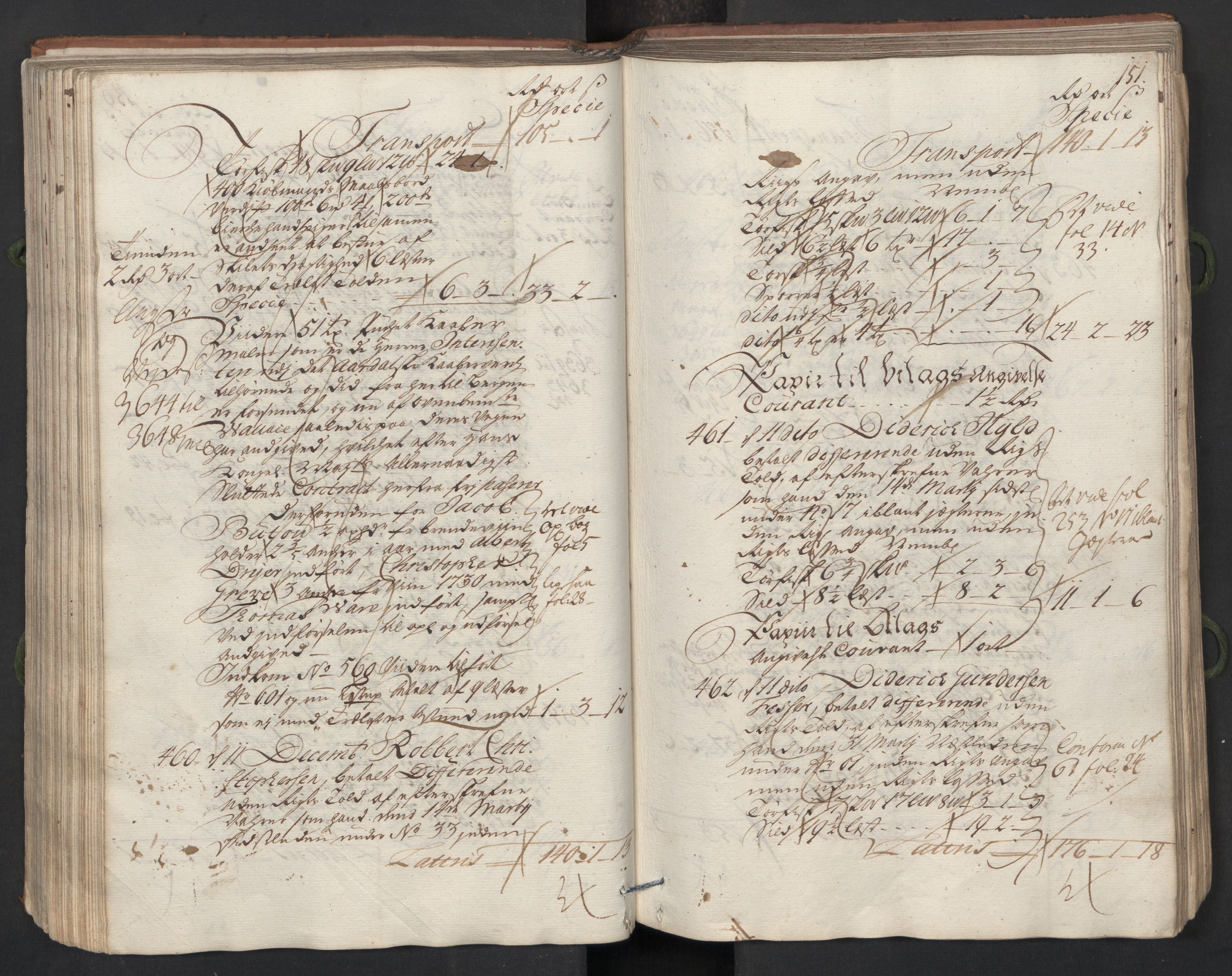 Generaltollkammeret, tollregnskaper, AV/RA-EA-5490/R26/L0017/0001: Tollregnskaper Bergen A / Utgående hovedtollbok, 1731, s. 150b-151a