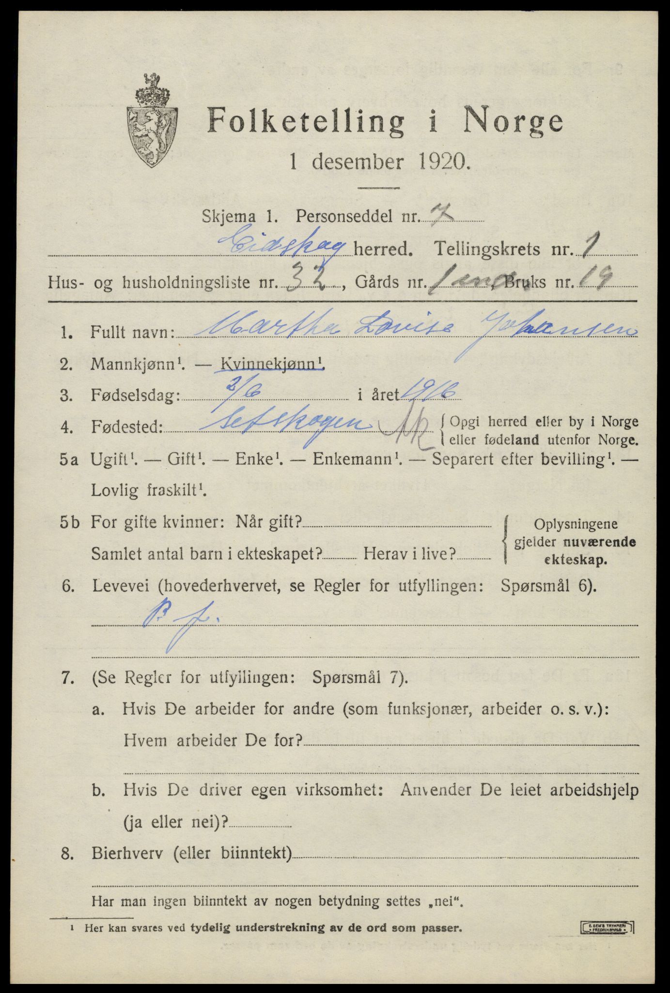 SAH, Folketelling 1920 for 0420 Eidskog herred, 1920, s. 2743