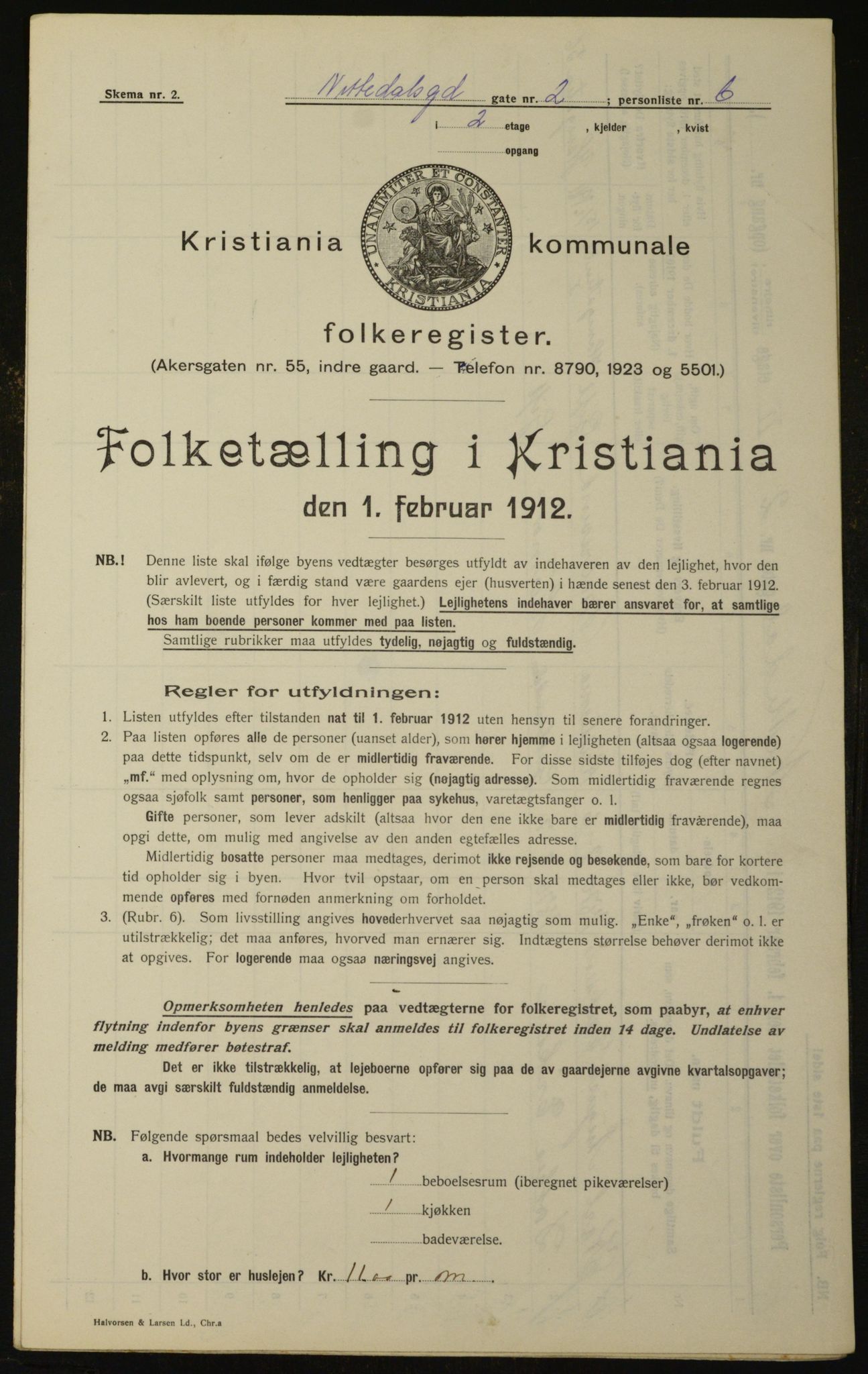 OBA, Kommunal folketelling 1.2.1912 for Kristiania, 1912, s. 71800