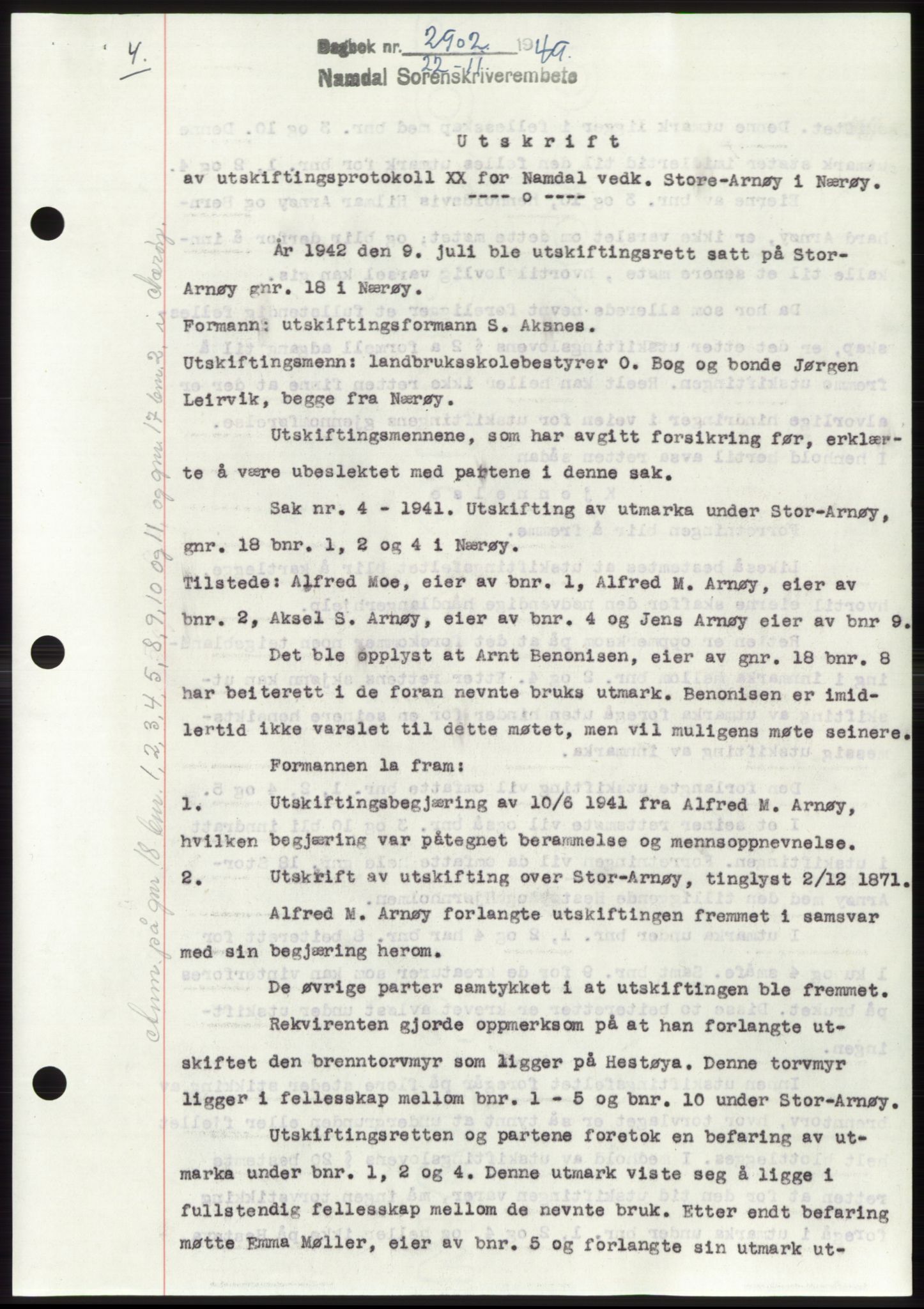 Namdal sorenskriveri, SAT/A-4133/1/2/2C: Pantebok nr. -, 1949-1949, Dagboknr: 2902/1949