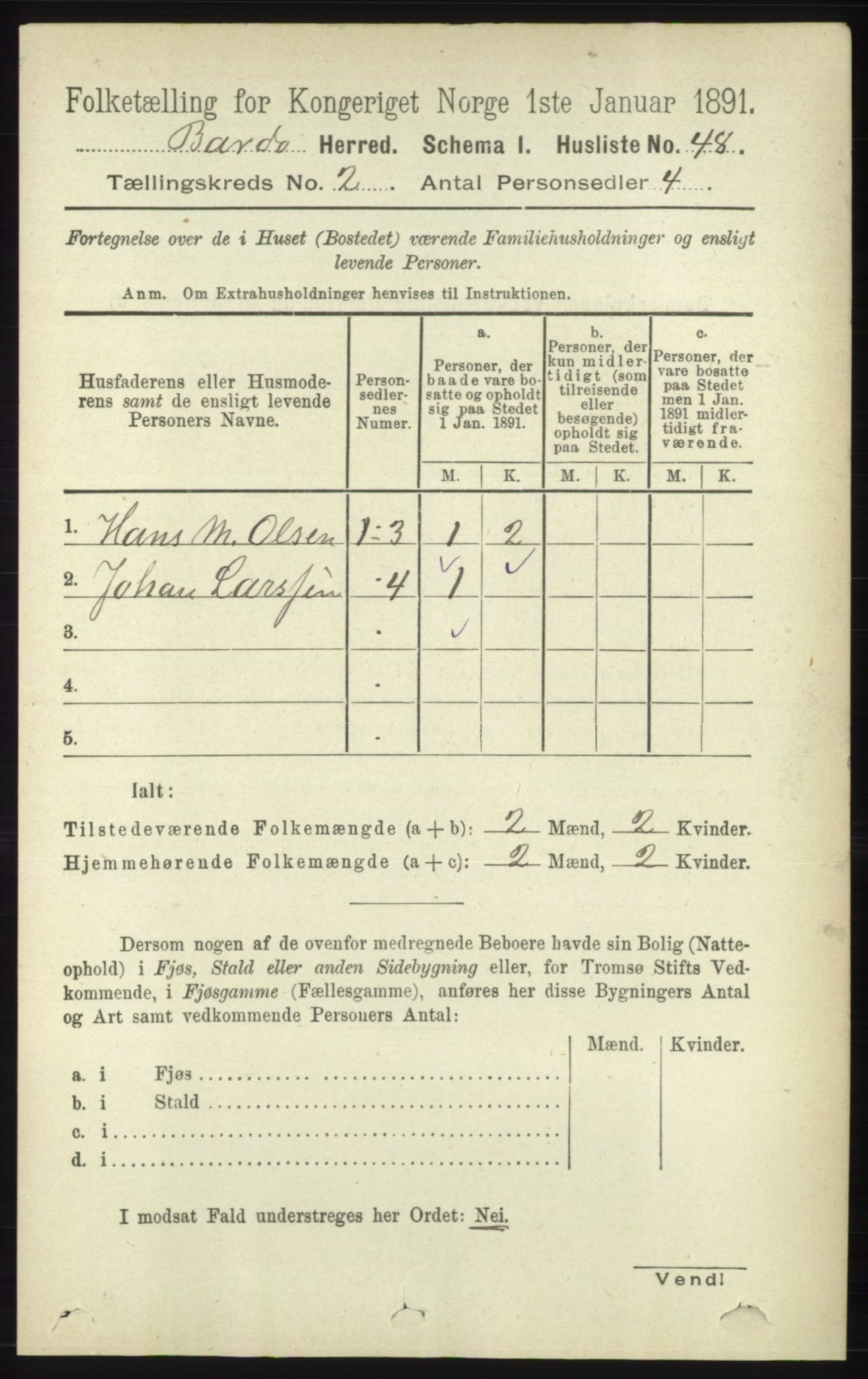 RA, Folketelling 1891 for 1922 Bardu herred, 1891, s. 480