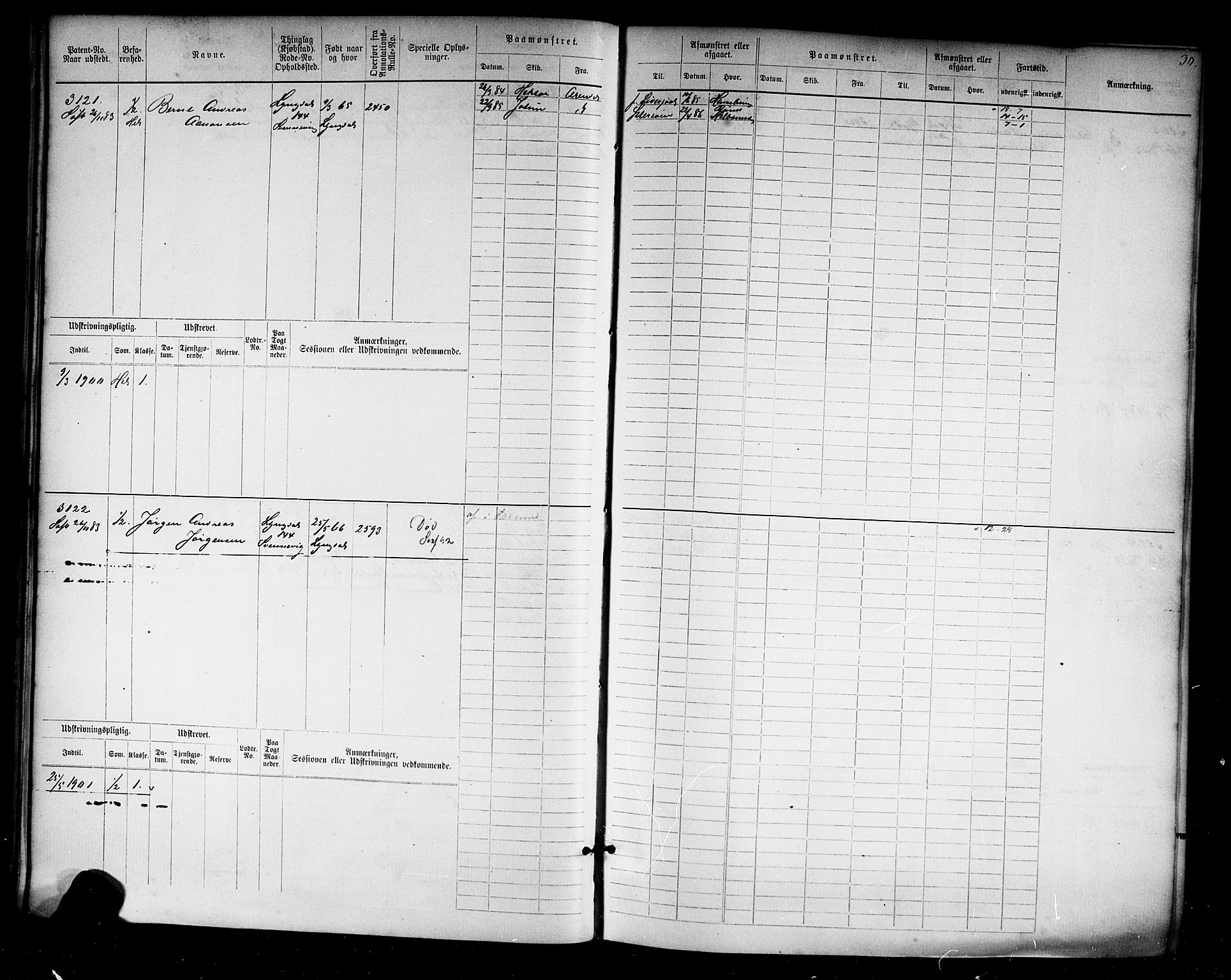 Farsund mønstringskrets, AV/SAK-2031-0017/F/Fb/L0019: Hovedrulle nr 3067-3832, Z-11, 1882-1922, s. 31
