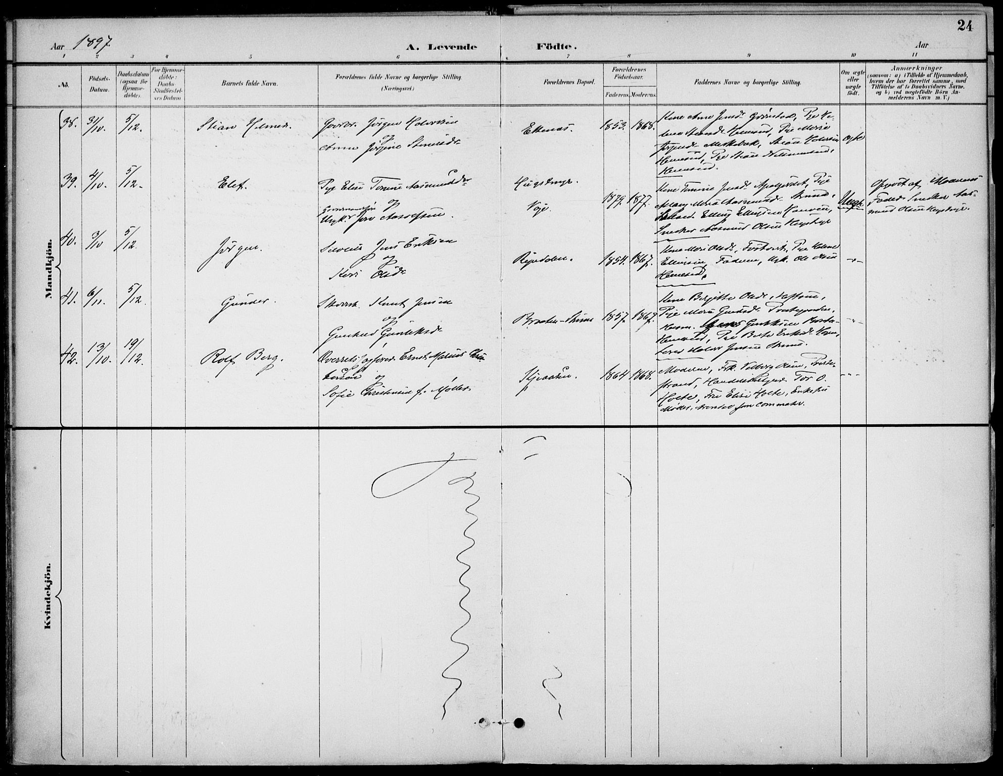 Drangedal kirkebøker, AV/SAKO-A-258/F/Fa/L0012: Ministerialbok nr. 12, 1895-1905, s. 24