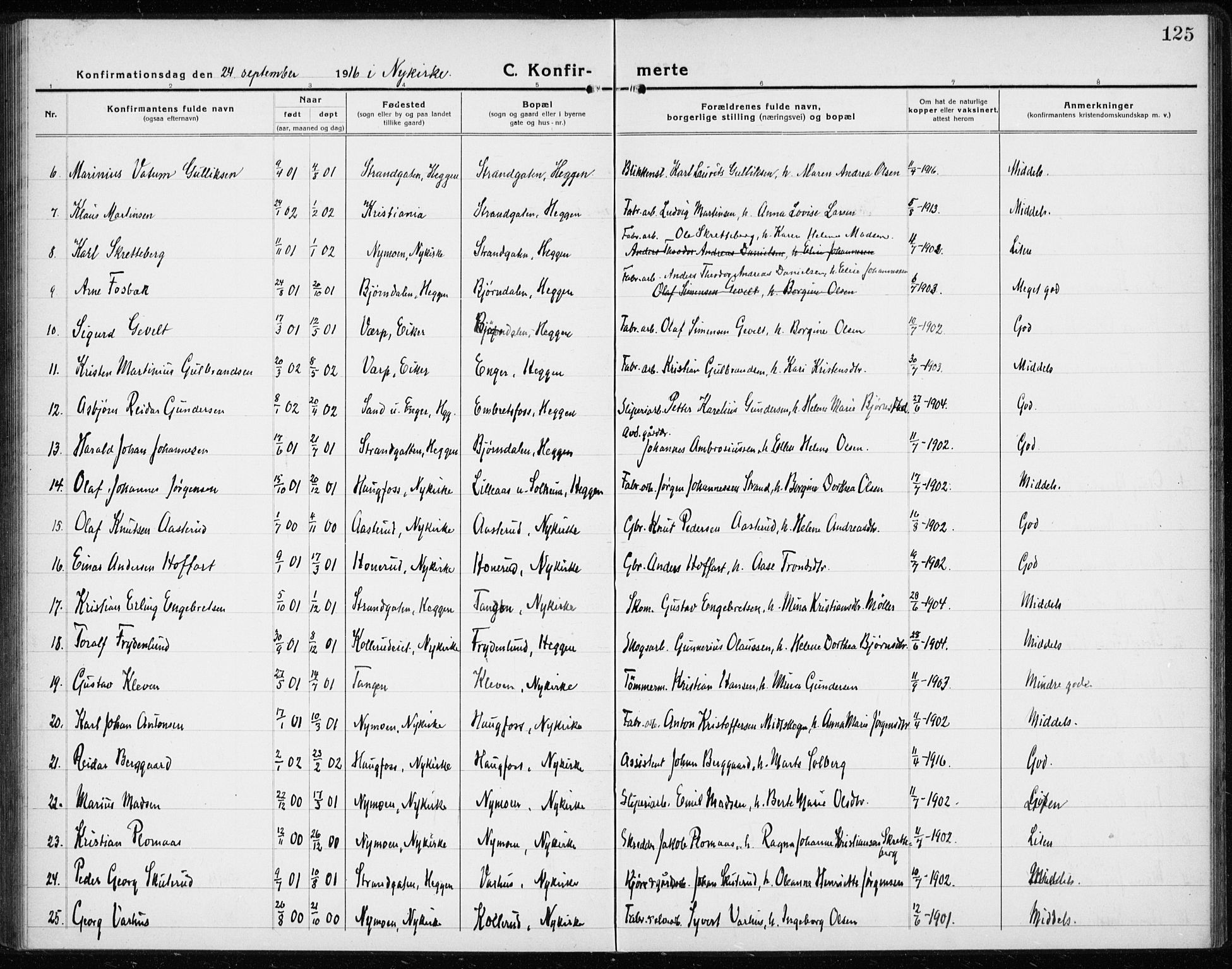 Modum kirkebøker, AV/SAKO-A-234/G/Gc/L0002: Klokkerbok nr. III 2, 1919-1935, s. 125