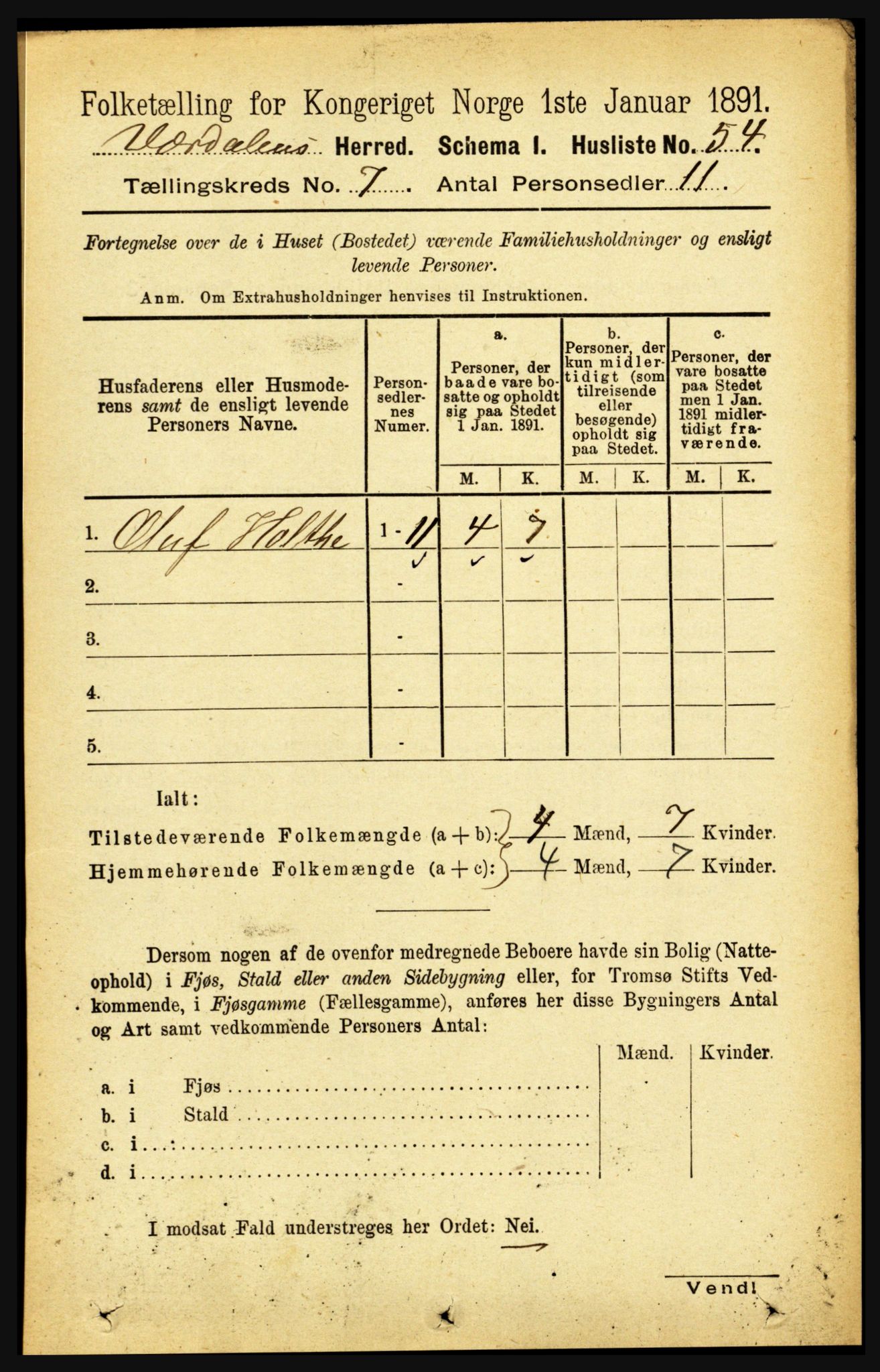 RA, Folketelling 1891 for 1721 Verdal herred, 1891, s. 3968