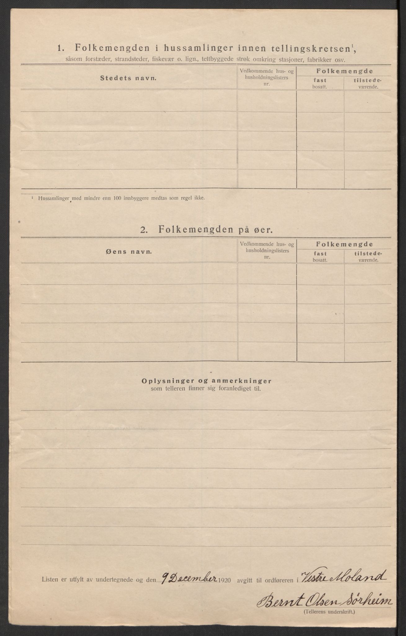 SAK, Folketelling 1920 for 0926 Vestre Moland herred, 1920, s. 29