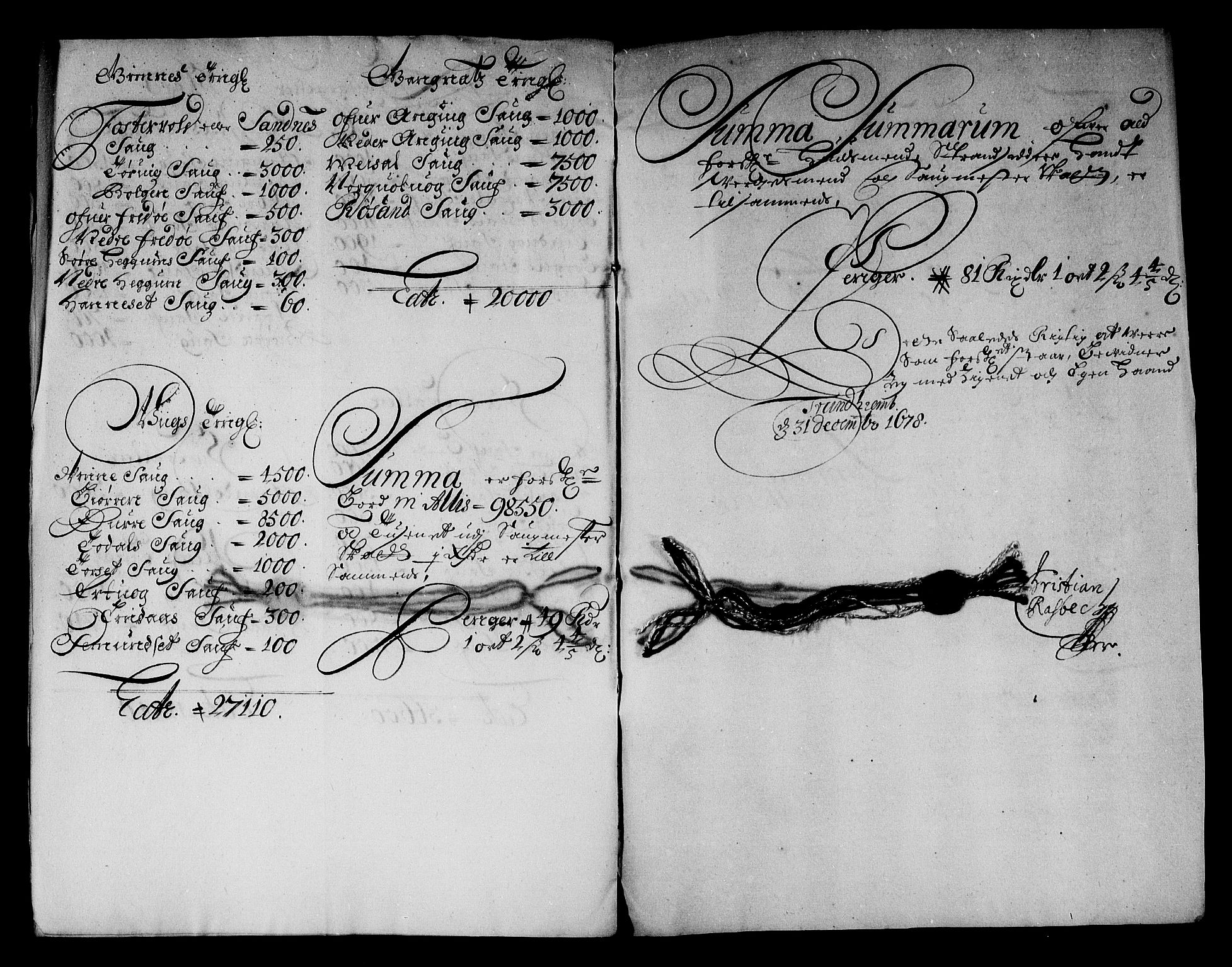 Rentekammeret inntil 1814, Reviderte regnskaper, Stiftamtstueregnskaper, Trondheim stiftamt og Nordland amt, AV/RA-EA-6044/R/Re/L0052: Trondheim stiftamt og Nordland amt, 1678