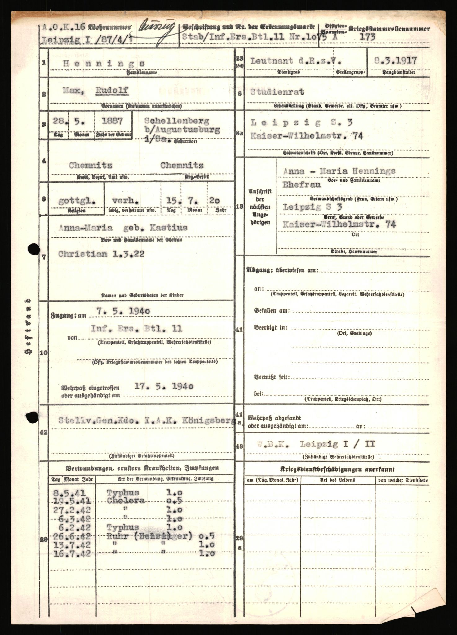 Forsvarets Overkommando. 2 kontor. Arkiv 11.4. Spredte tyske arkivsaker, AV/RA-RAFA-7031/D/Dar/Dara/L0018: Personalbøker, 1940-1945, s. 643