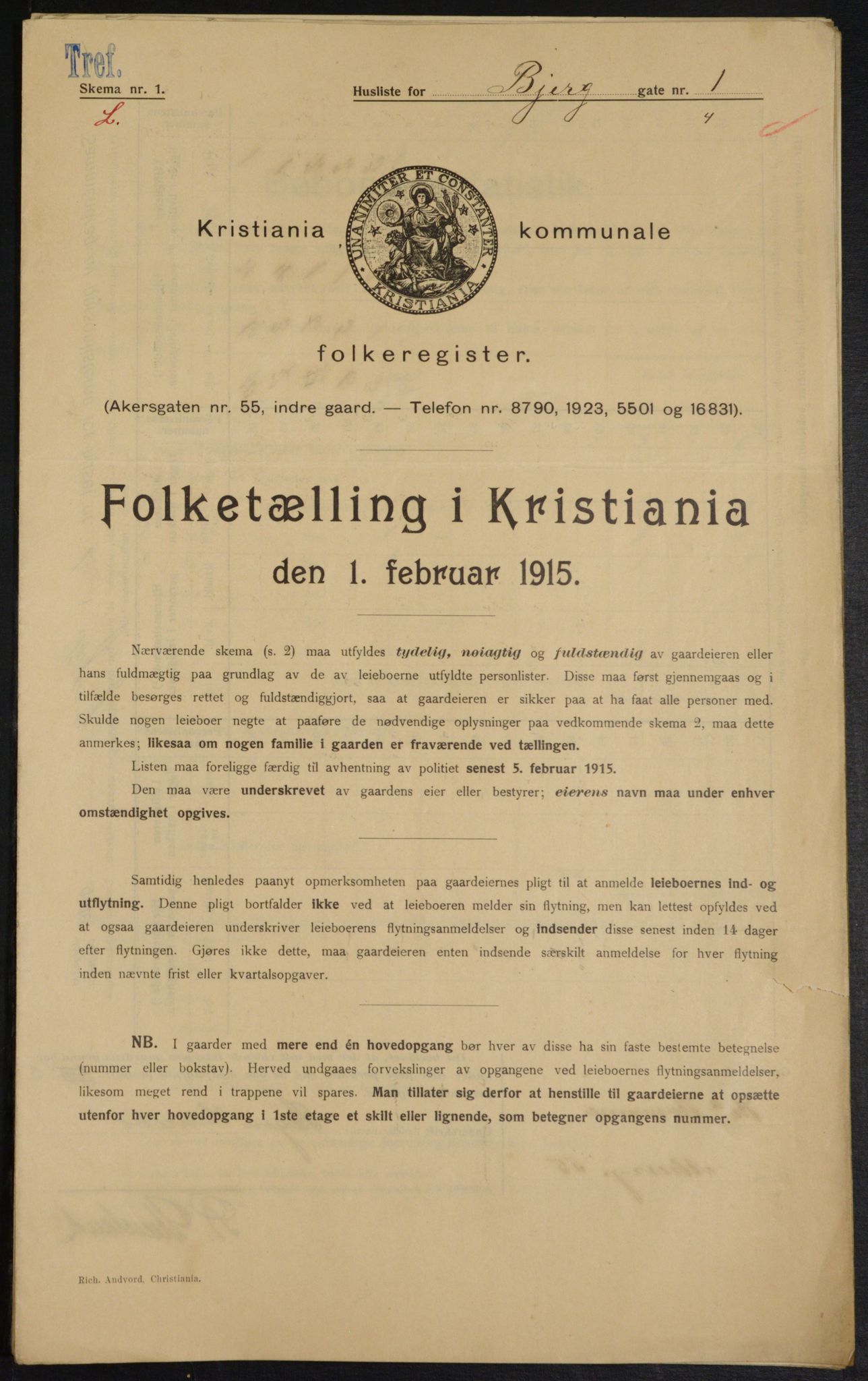 OBA, Kommunal folketelling 1.2.1915 for Kristiania, 1915, s. 5471