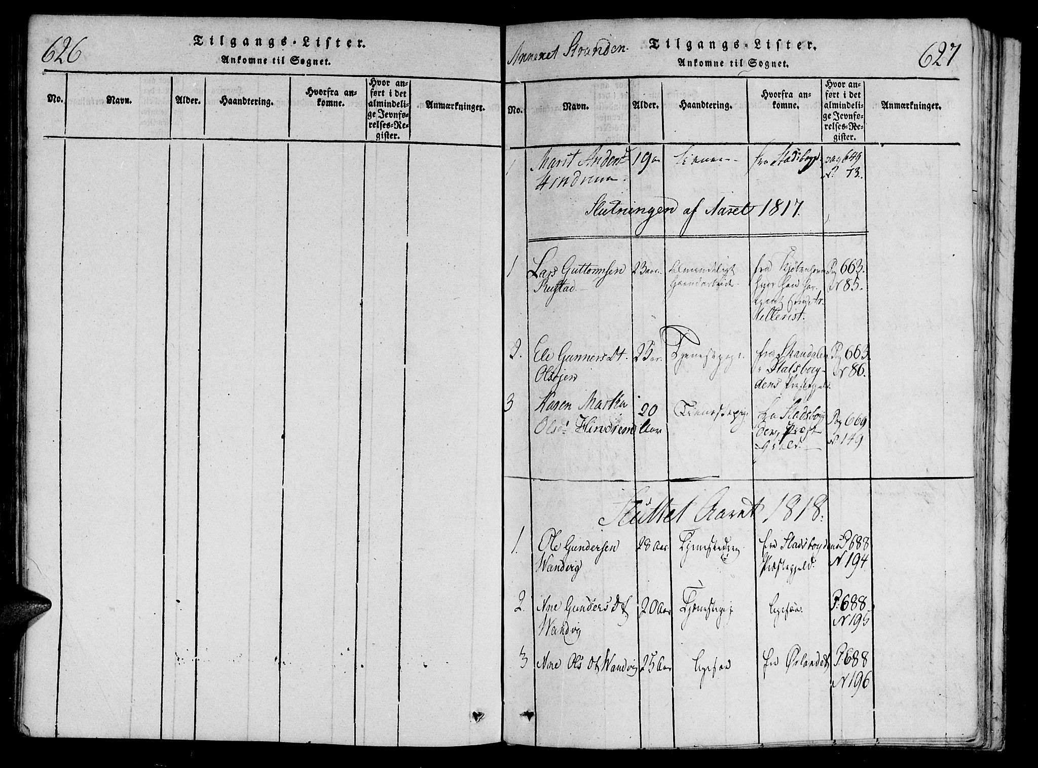 Ministerialprotokoller, klokkerbøker og fødselsregistre - Nord-Trøndelag, SAT/A-1458/701/L0005: Ministerialbok nr. 701A05 /2, 1816-1825, s. 626-627