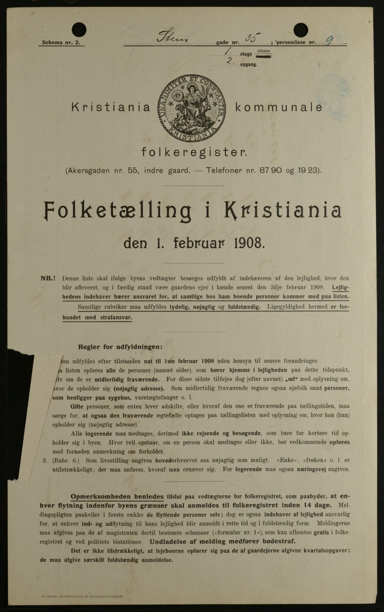 OBA, Kommunal folketelling 1.2.1908 for Kristiania kjøpstad, 1908, s. 91928
