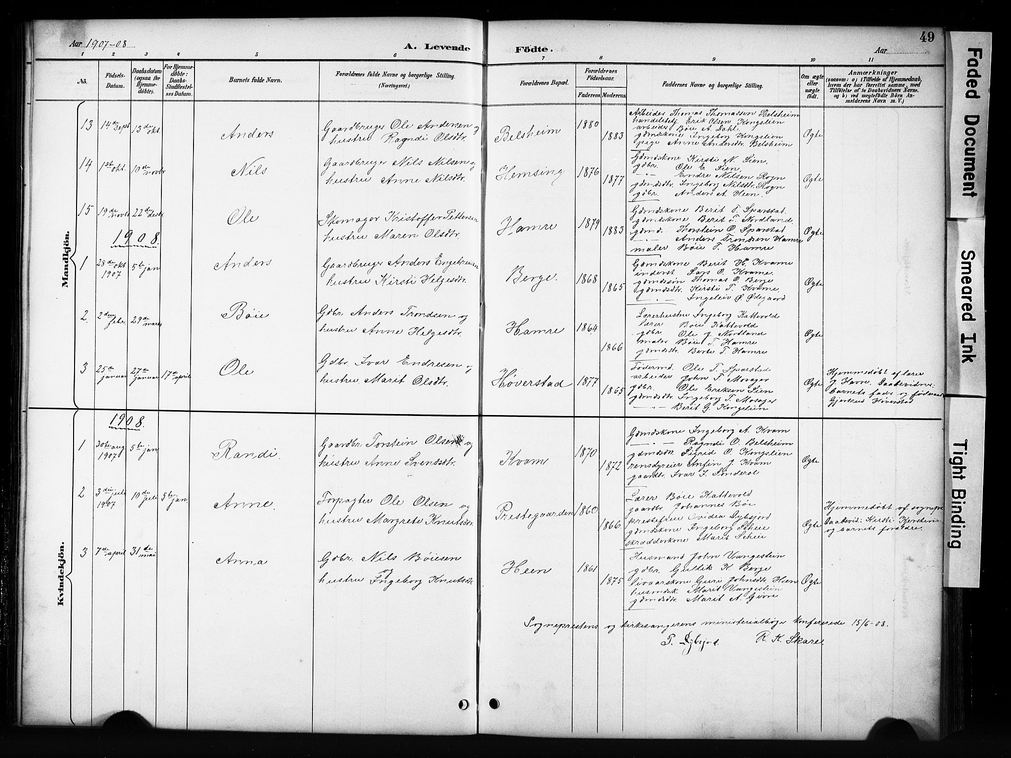 Vang prestekontor, Valdres, AV/SAH-PREST-140/H/Hb/L0006: Klokkerbok nr. 6, 1893-1918, s. 49