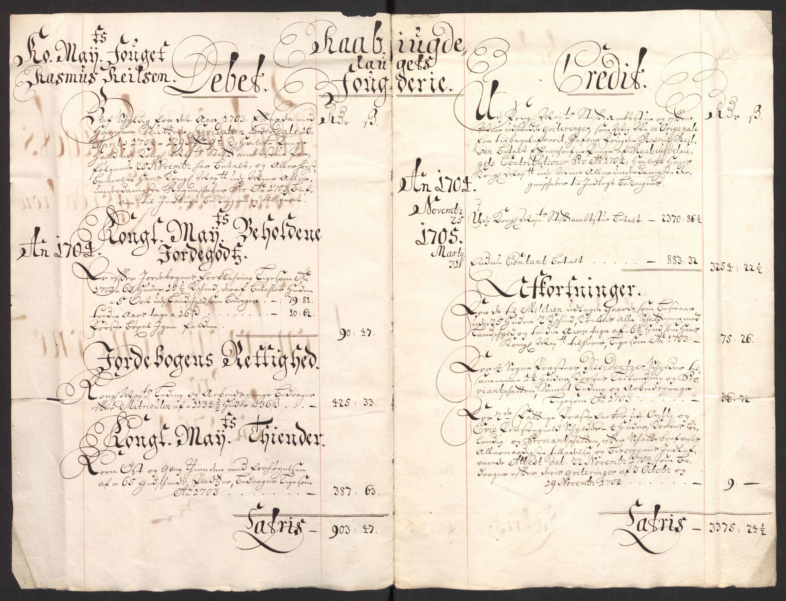 Rentekammeret inntil 1814, Reviderte regnskaper, Fogderegnskap, RA/EA-4092/R40/L2447: Fogderegnskap Råbyggelag, 1703-1705, s. 230