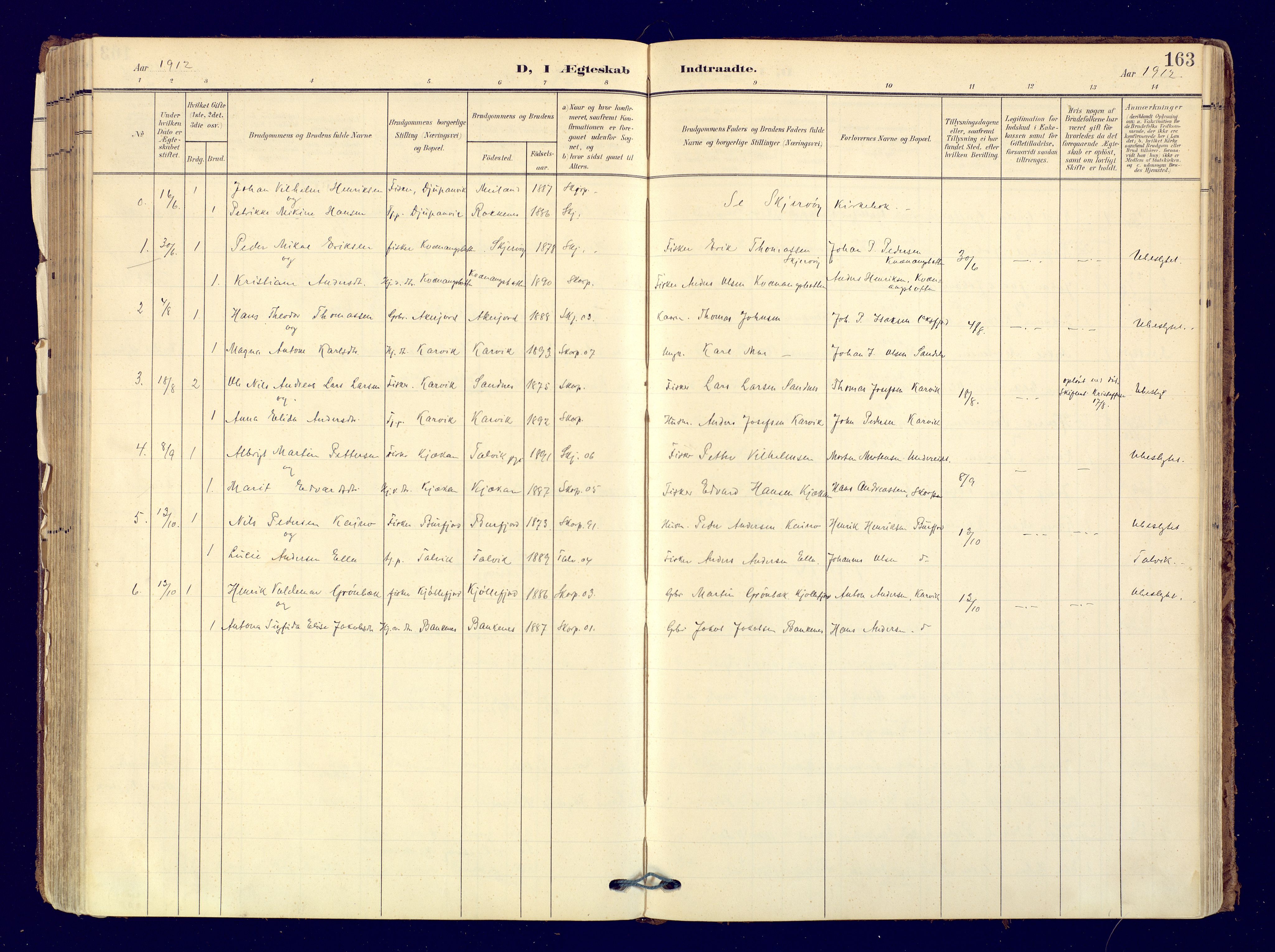 Skjervøy sokneprestkontor, AV/SATØ-S-1300/H/Ha/Haa: Ministerialbok nr. 19, 1908-1936, s. 163