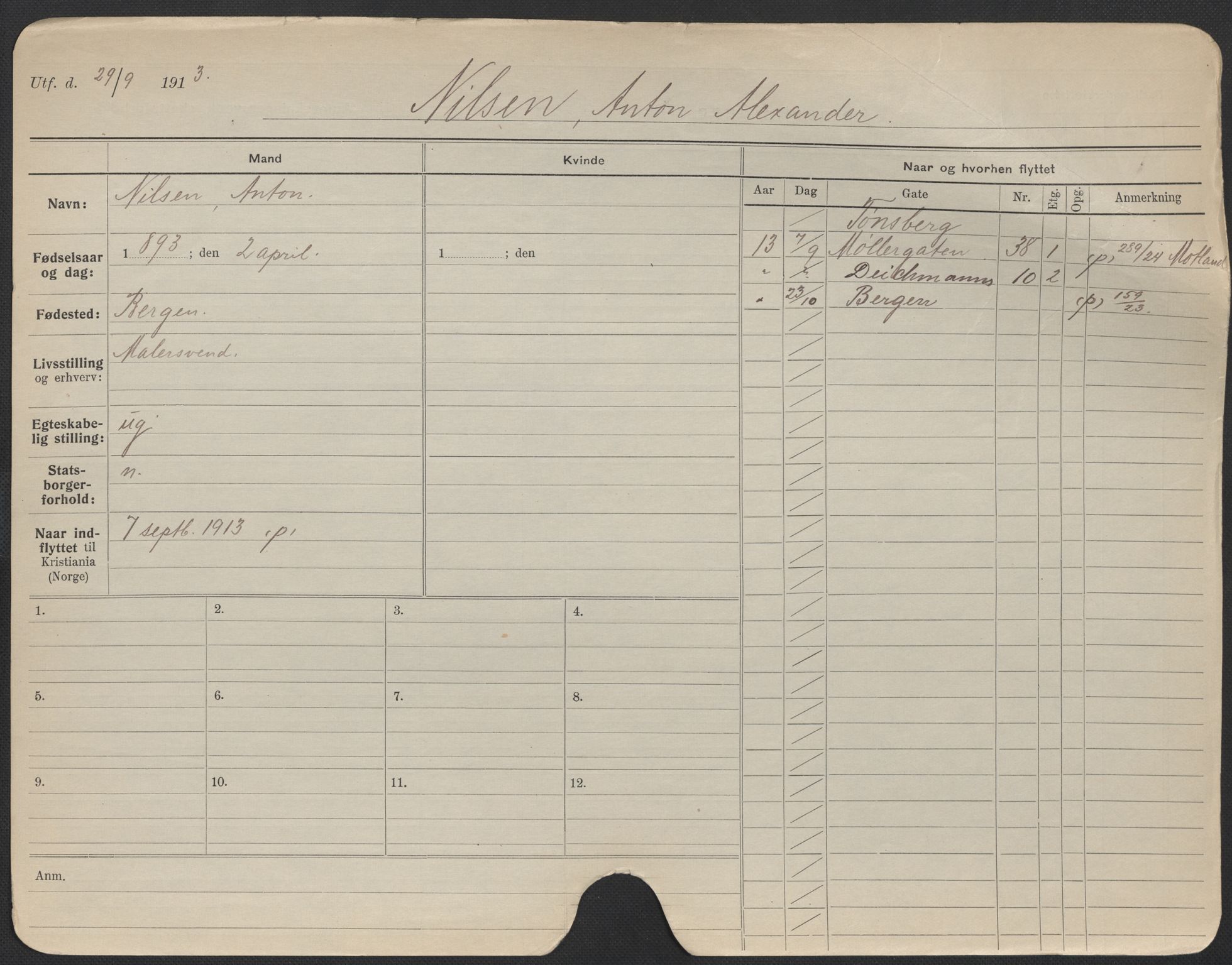 Oslo folkeregister, Registerkort, SAO/A-11715/F/Fa/Fac/L0008: Menn, 1906-1914, s. 151a