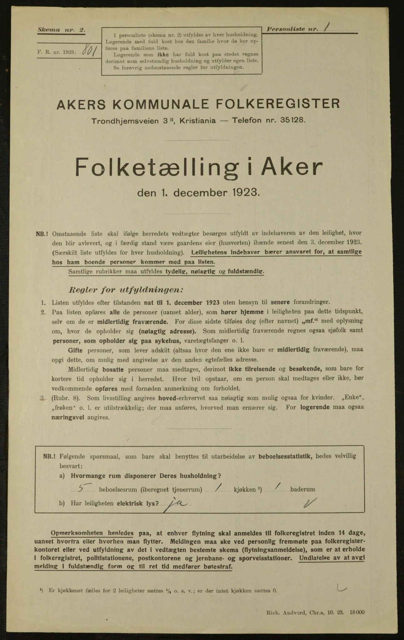 , Kommunal folketelling 1.12.1923 for Aker, 1923, s. 4885