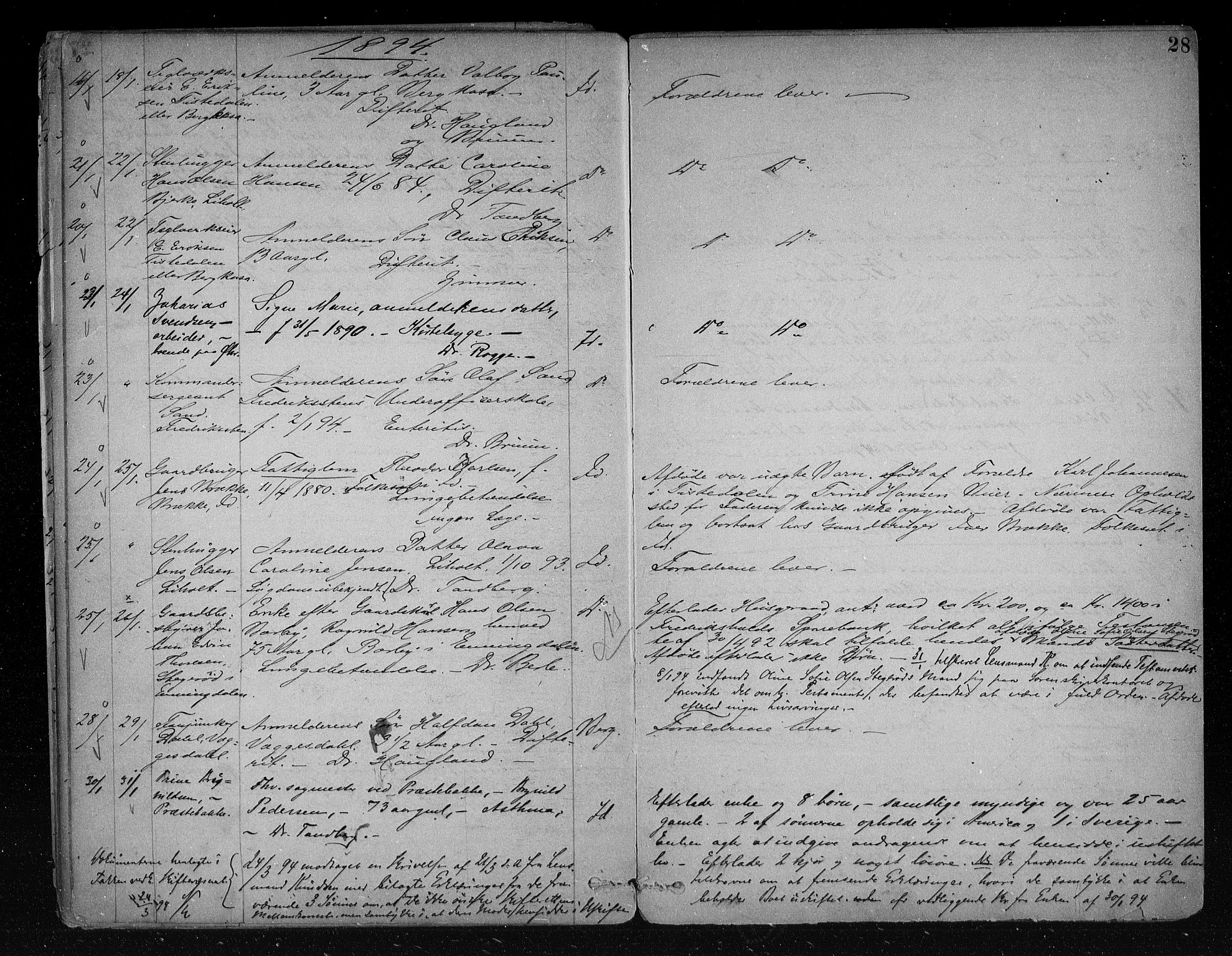 Idd og Marker sorenskriveri, AV/SAO-A-10283/H/Ha/Haa/L0001/0002: Dødsanmeldelsesprotokoller / Dødsanmeldelsesprotokoll, 1890-1895, s. 28