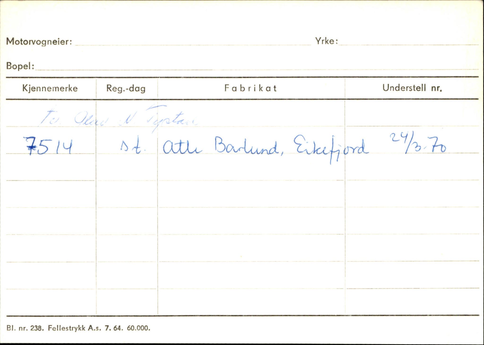 Statens vegvesen, Sogn og Fjordane vegkontor, AV/SAB-A-5301/4/F/L0125: Eigarregister Sogndal V-Å. Aurland A-Å. Fjaler A-N, 1945-1975, s. 1499