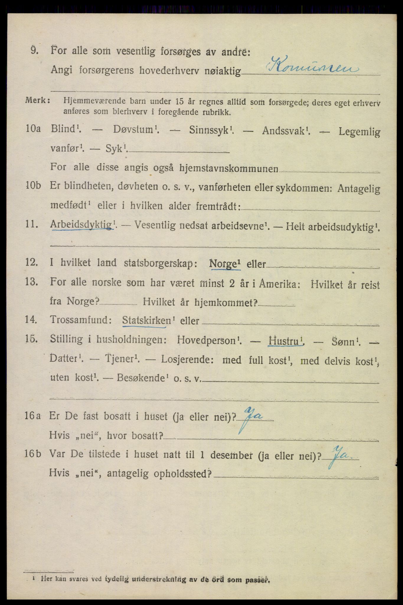 SAK, Folketelling 1920 for 0936 Hornnes herred, 1920, s. 2922