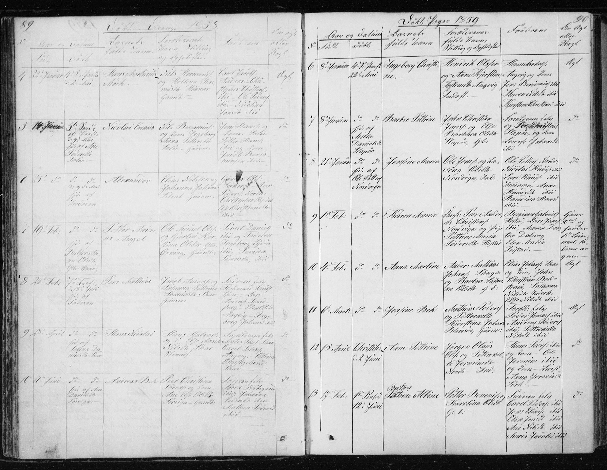 Ministerialprotokoller, klokkerbøker og fødselsregistre - Nordland, AV/SAT-A-1459/834/L0511: Klokkerbok nr. 834C02, 1848-1862, s. 89-90