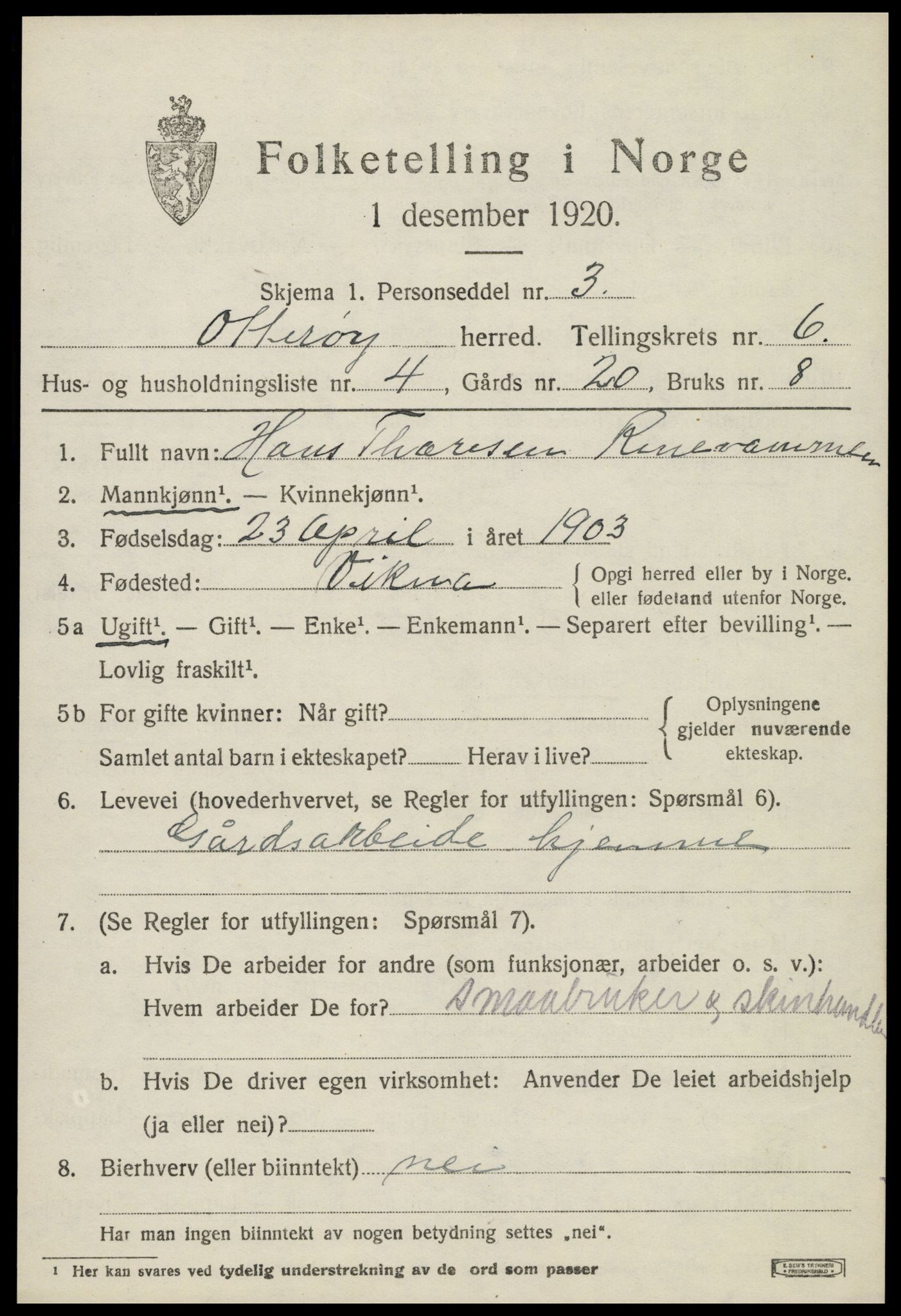 SAT, Folketelling 1920 for 1747 Otterøy herred, 1920, s. 2271