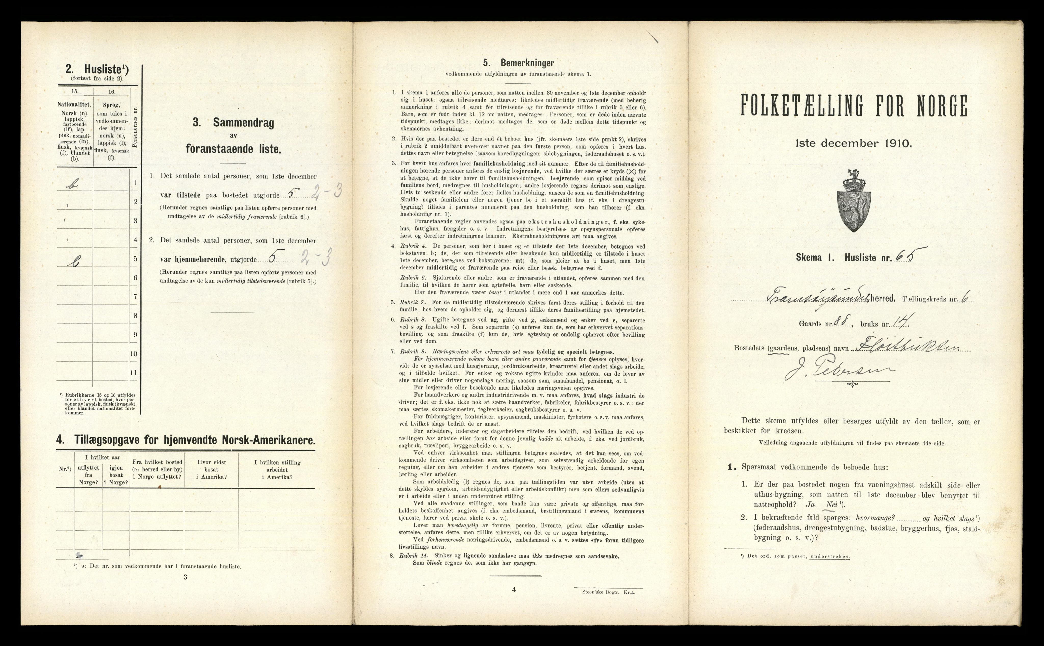 RA, Folketelling 1910 for 1934 Tromsøysund herred, 1910, s. 1313