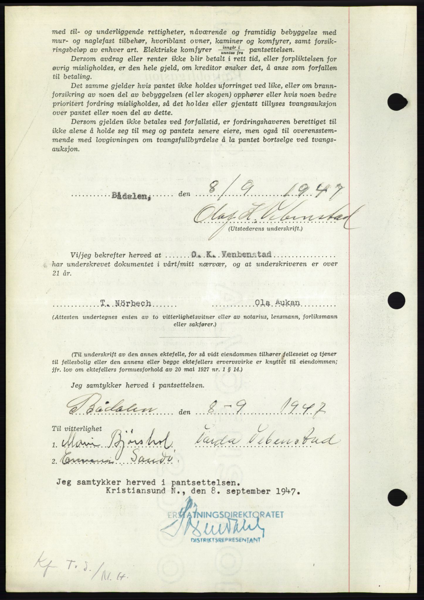 Nordmøre sorenskriveri, AV/SAT-A-4132/1/2/2Ca: Pantebok nr. B96, 1947-1947, Dagboknr: 2067/1947