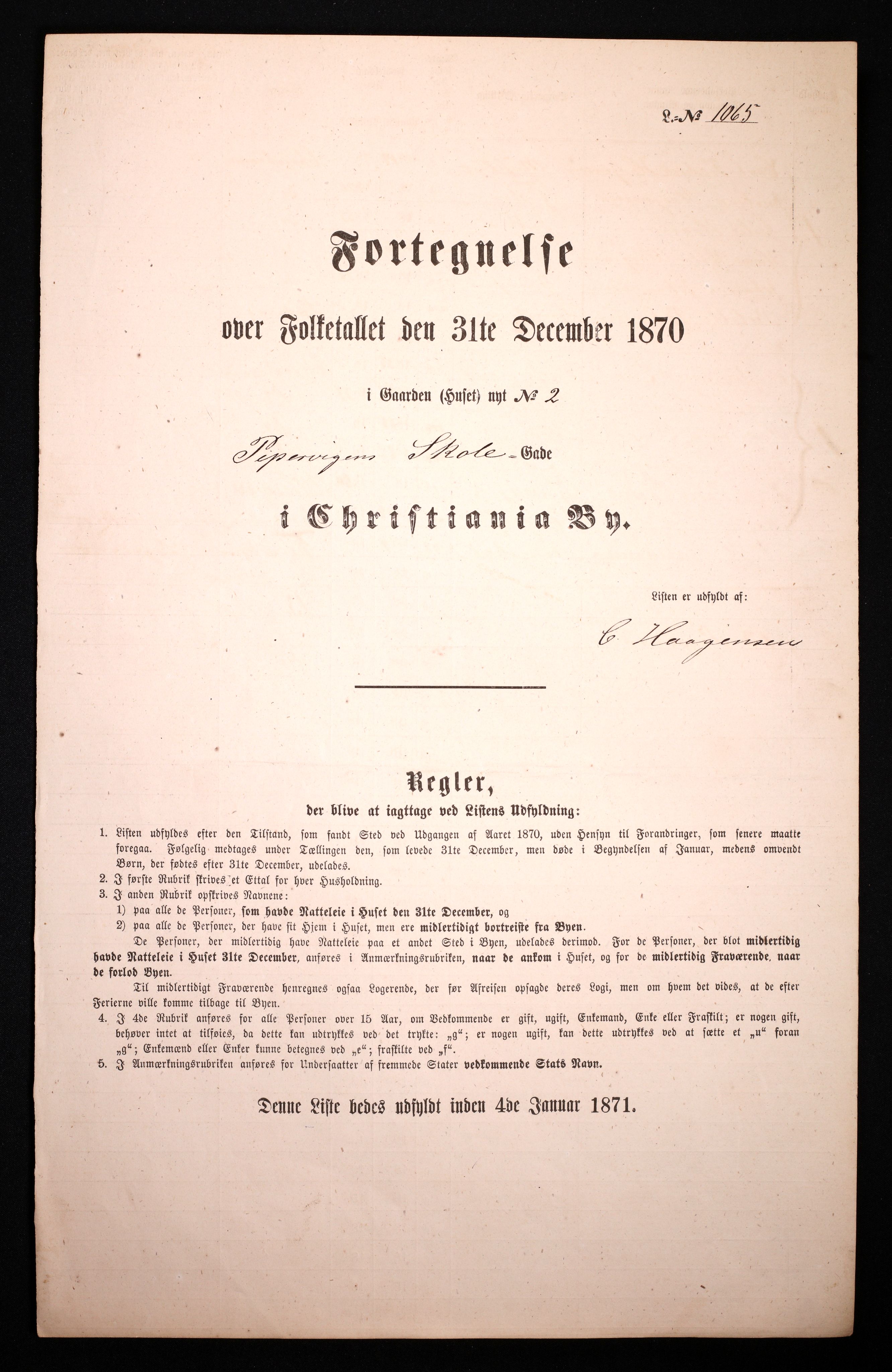 RA, Folketelling 1870 for 0301 Kristiania kjøpstad, 1870, s. 3416