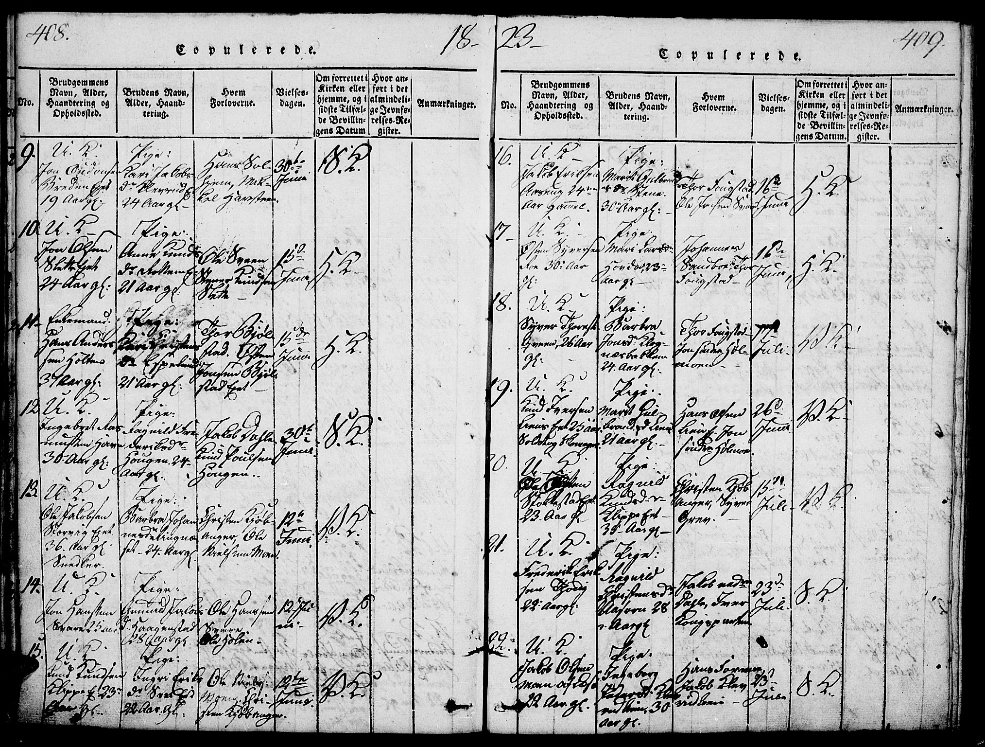 Vågå prestekontor, AV/SAH-PREST-076/H/Ha/Haa/L0003: Ministerialbok nr. 3, 1815-1827, s. 408-409