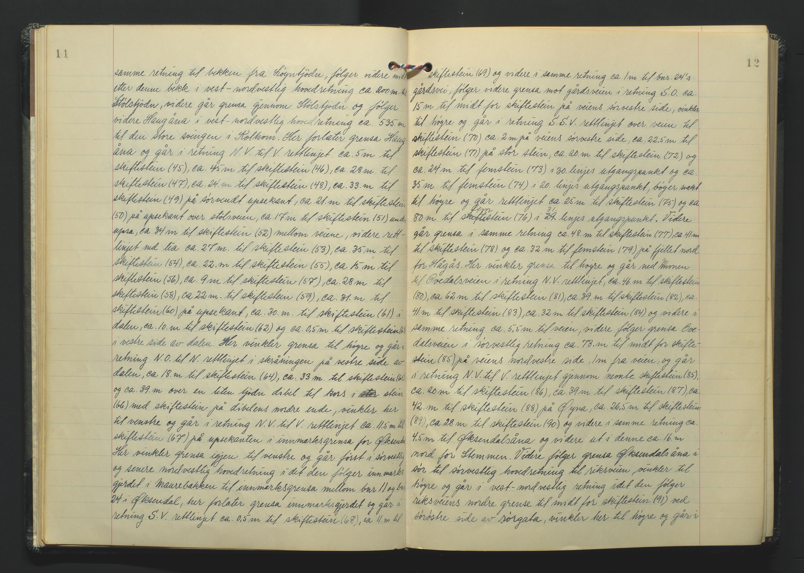 Lista jordskifterett, AV/SAK-1541-0005/F/Fa/L0003: Jordskifterettsbok Flekkefjord domssokn, med gårdsregister nr 9, 1956-1963, s. 11-12
