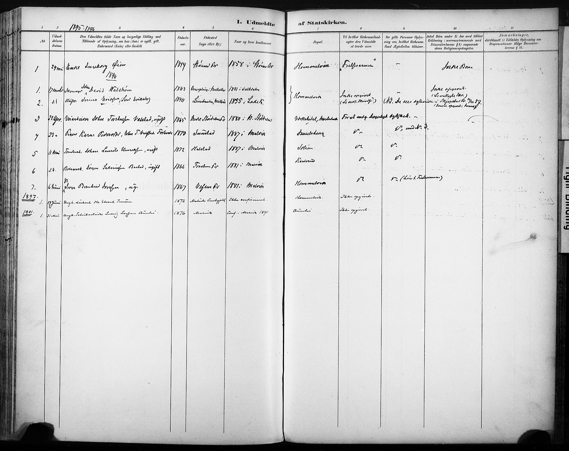 Ministerialprotokoller, klokkerbøker og fødselsregistre - Sør-Trøndelag, SAT/A-1456/616/L0411: Ministerialbok nr. 616A08, 1894-1906