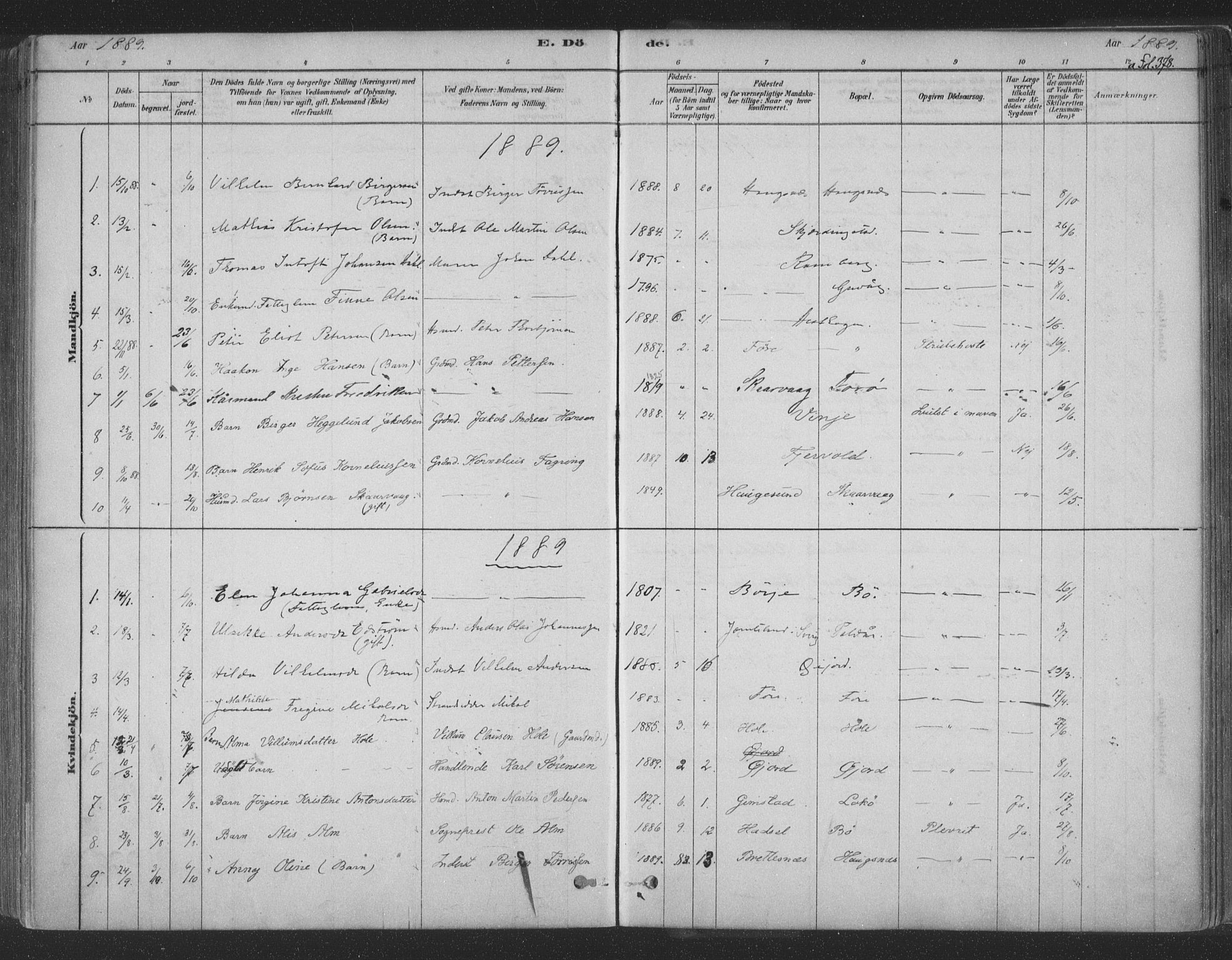 Ministerialprotokoller, klokkerbøker og fødselsregistre - Nordland, SAT/A-1459/891/L1302: Ministerialbok nr. 891A07, 1878-1895, s. 378