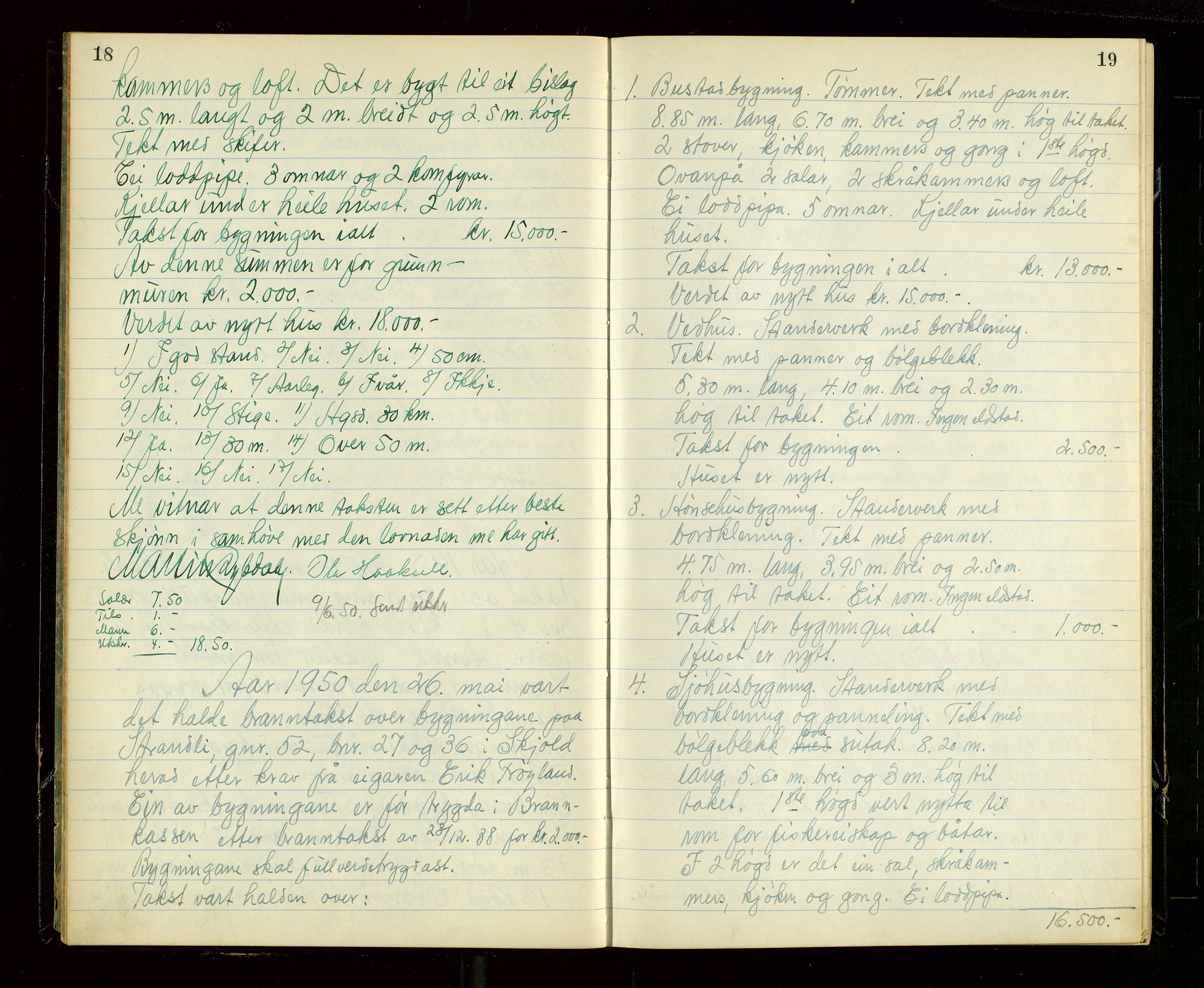 Skjold lensmannskontor, AV/SAST-A-100182/Goa/L0003: "Branntakstprotokoll for Skjold lensmannsdistrikt", 1949-1953, s. 18-19