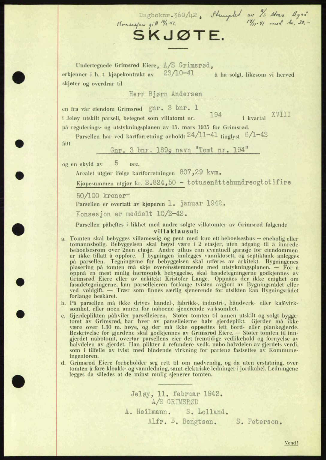 Moss sorenskriveri, SAO/A-10168: Pantebok nr. A9, 1941-1942, Dagboknr: 360/1942