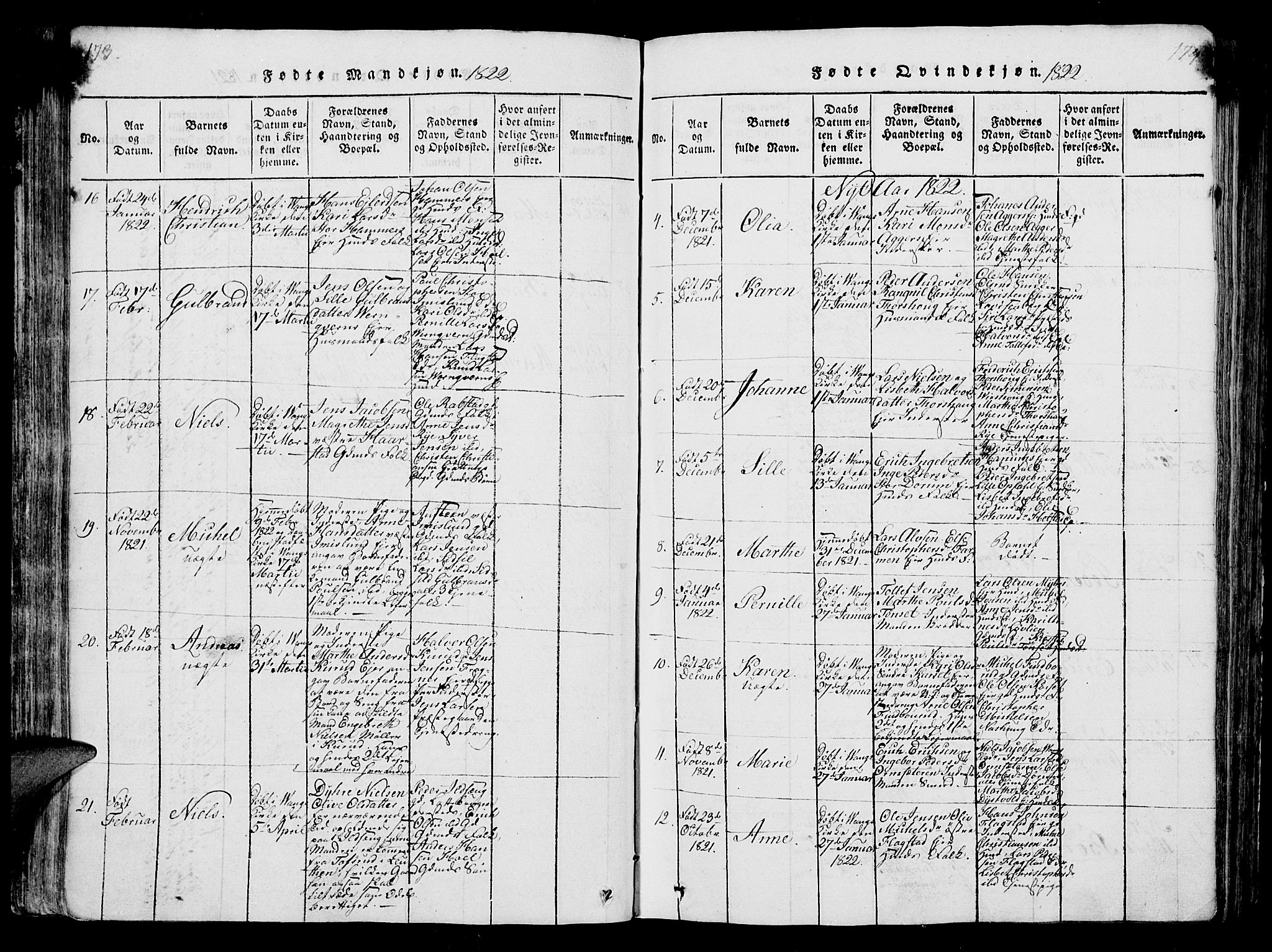 Vang prestekontor, Hedmark, AV/SAH-PREST-008/H/Ha/Hab/L0004: Klokkerbok nr. 4, 1813-1827, s. 173-174