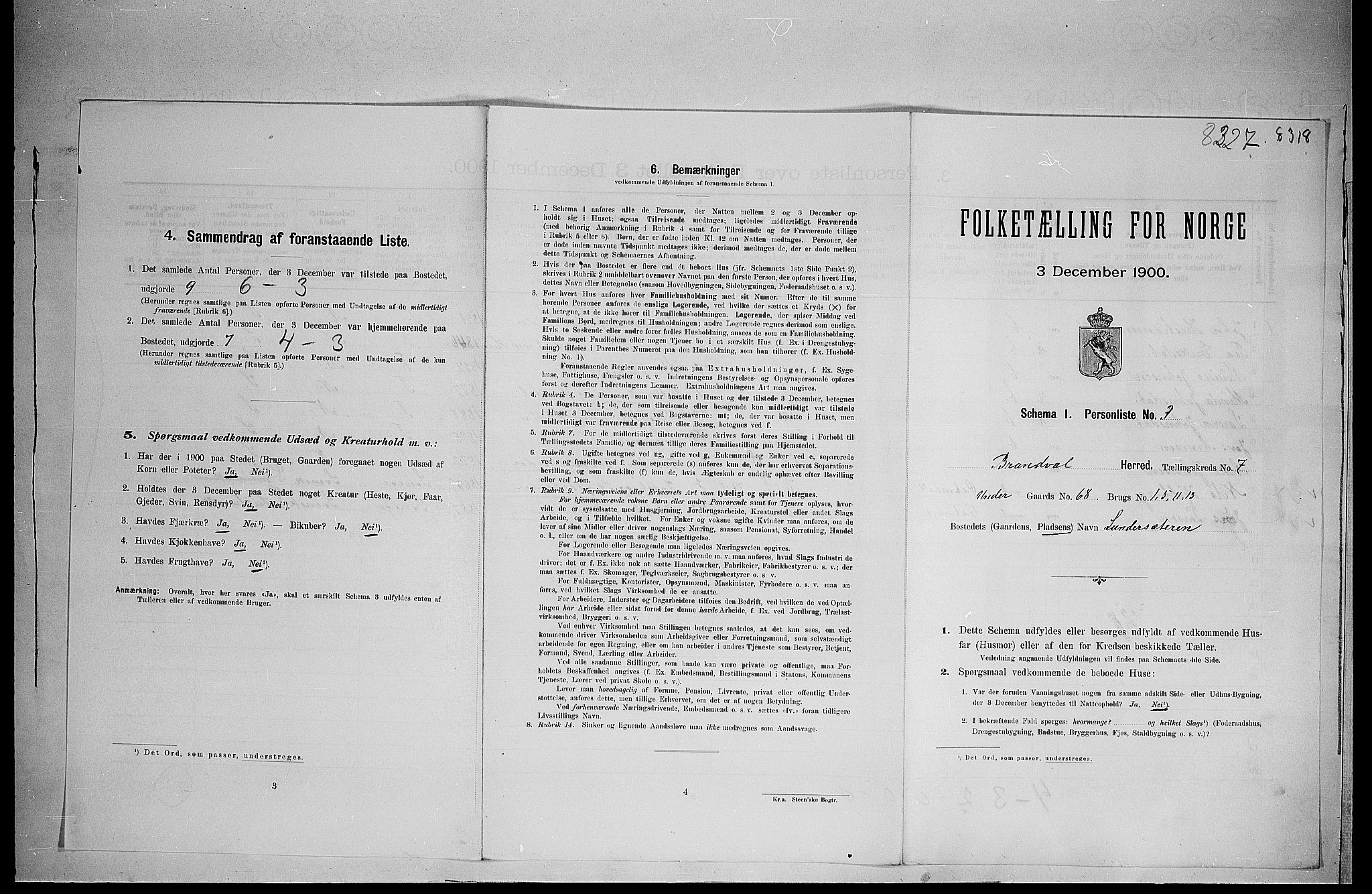 SAH, Folketelling 1900 for 0422 Brandval herred, 1900, s. 934