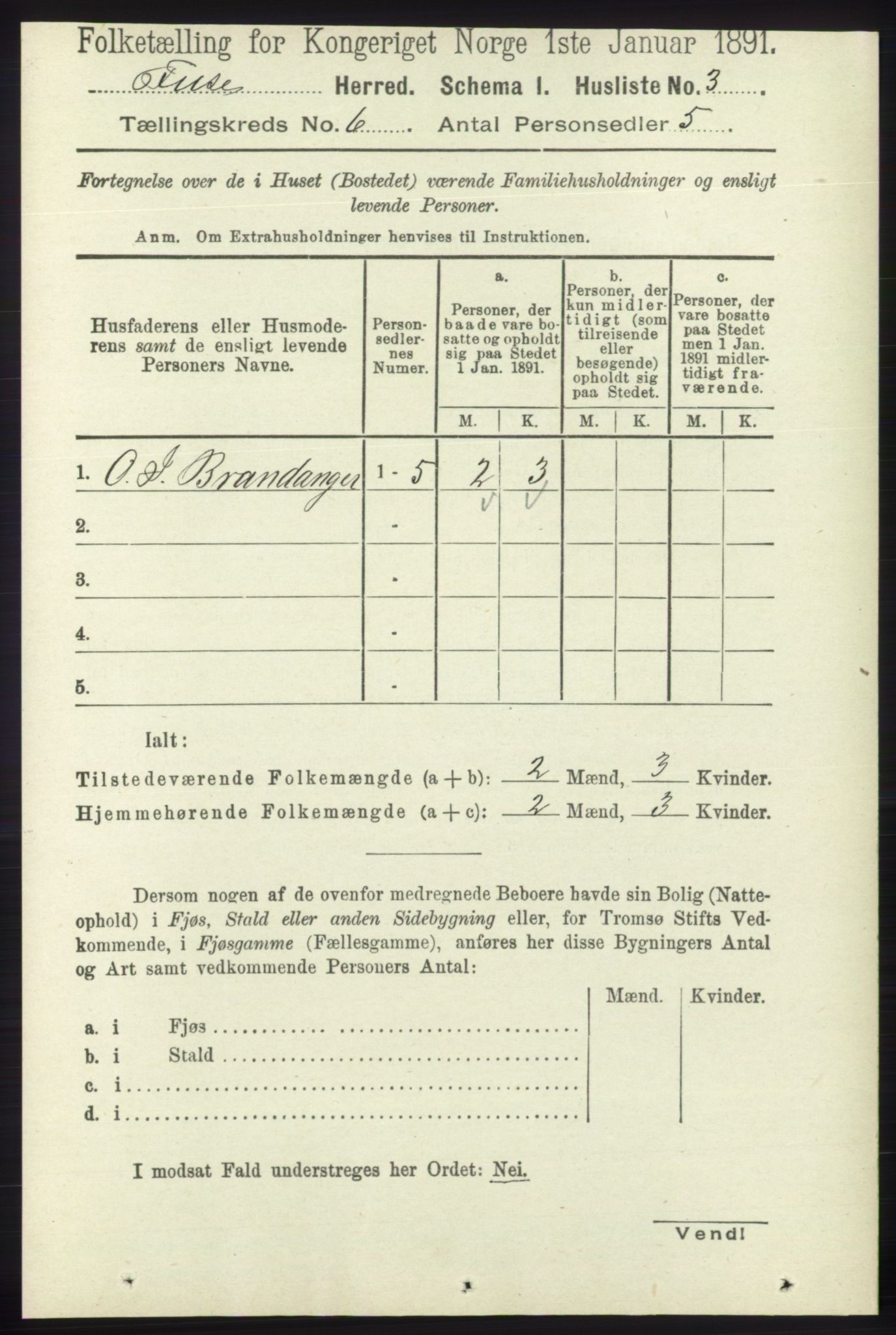 RA, Folketelling 1891 for 1241 Fusa herred, 1891, s. 1045