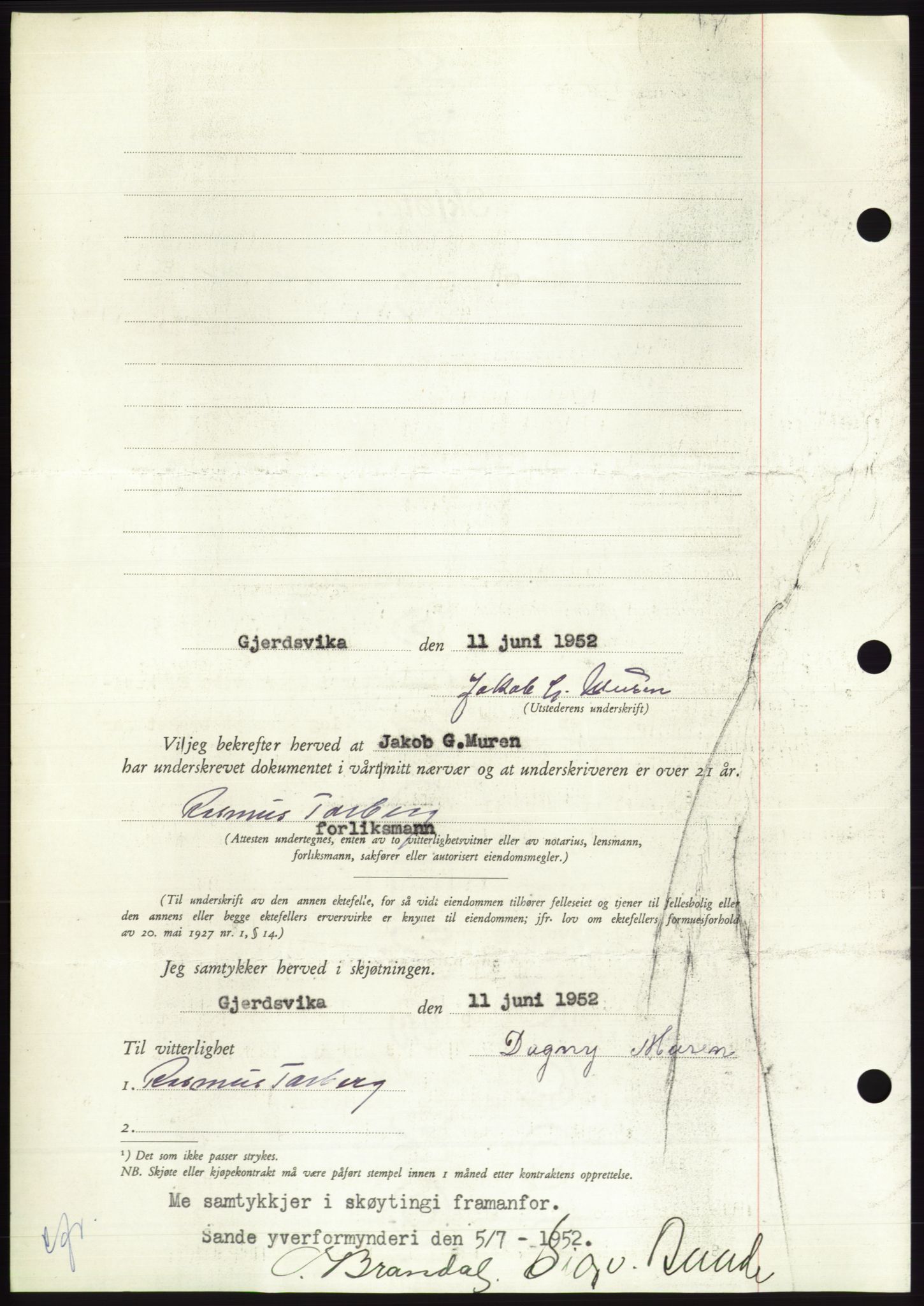 Søre Sunnmøre sorenskriveri, AV/SAT-A-4122/1/2/2C/L0092: Pantebok nr. 18A, 1952-1952, Dagboknr: 1422/1952