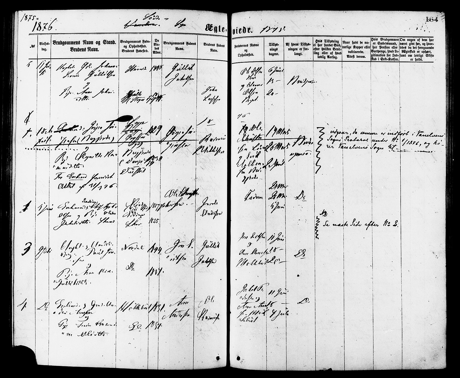 Ministerialprotokoller, klokkerbøker og fødselsregistre - Møre og Romsdal, AV/SAT-A-1454/502/L0024: Ministerialbok nr. 502A02, 1873-1884, s. 164