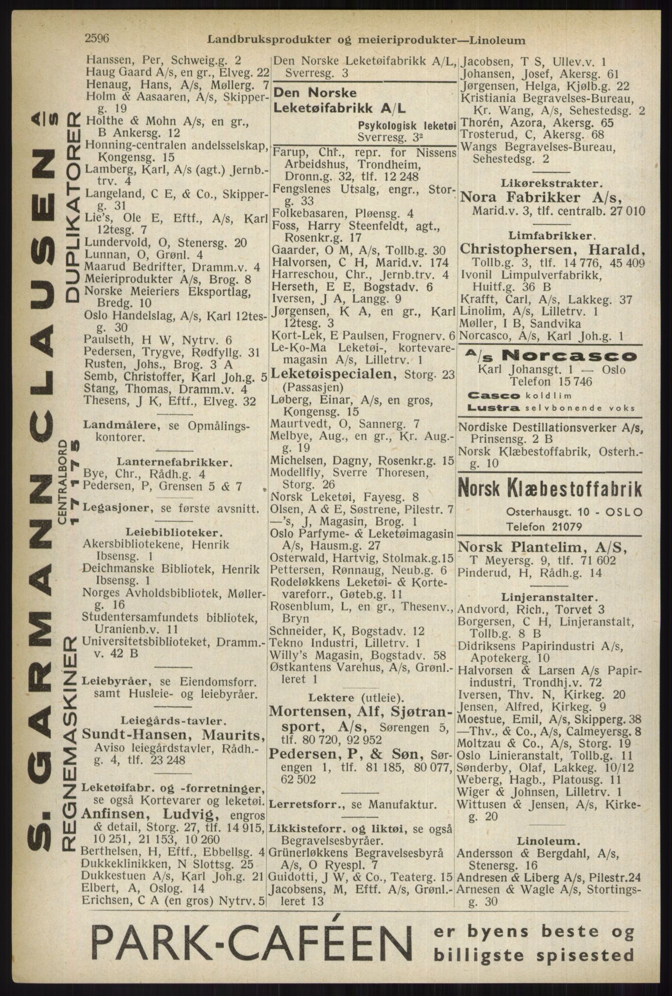 Kristiania/Oslo adressebok, PUBL/-, 1937, s. 2596