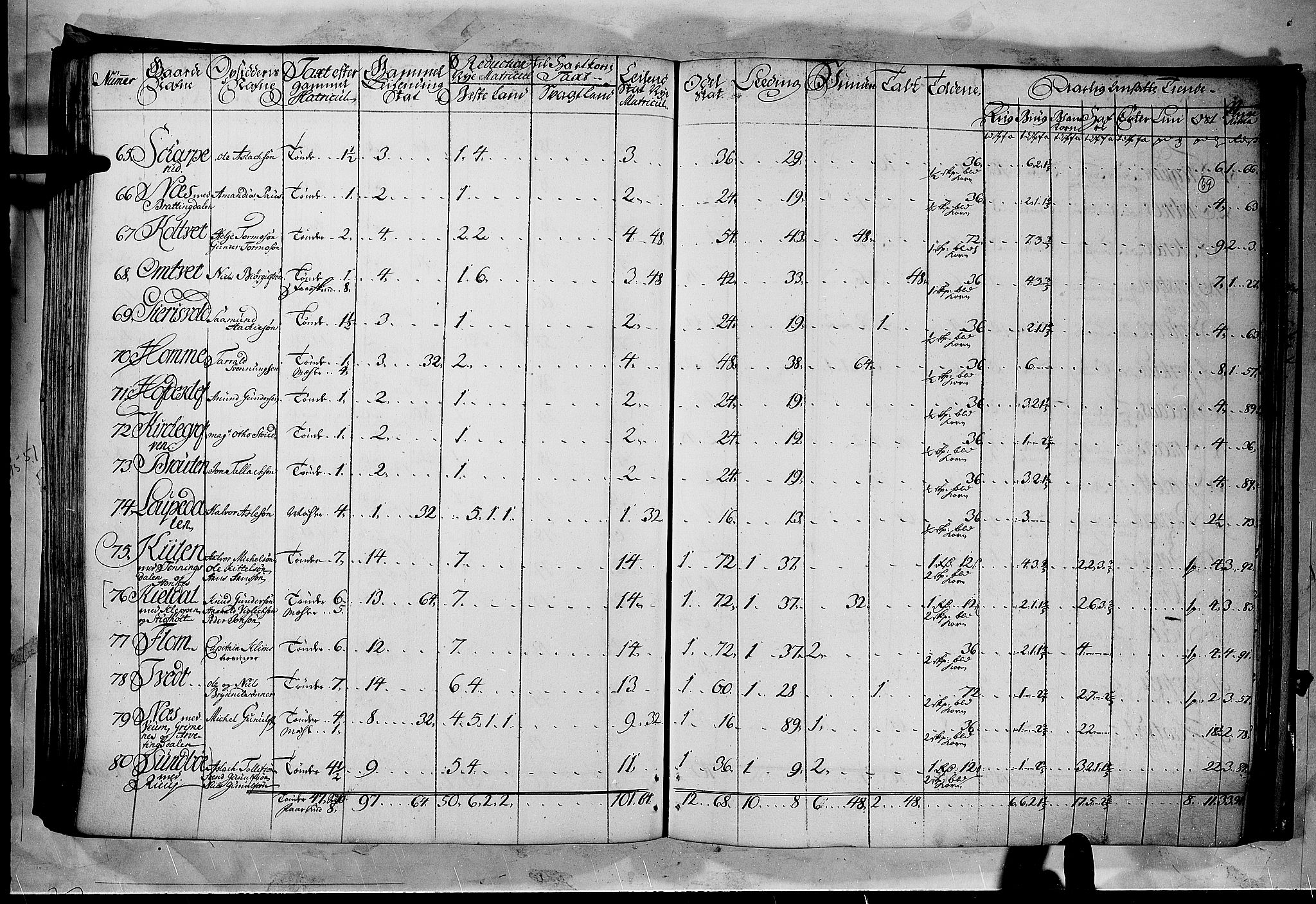Rentekammeret inntil 1814, Realistisk ordnet avdeling, AV/RA-EA-4070/N/Nb/Nbf/L0122: Øvre og Nedre Telemark matrikkelprotokoll, 1723, s. 68b-69a