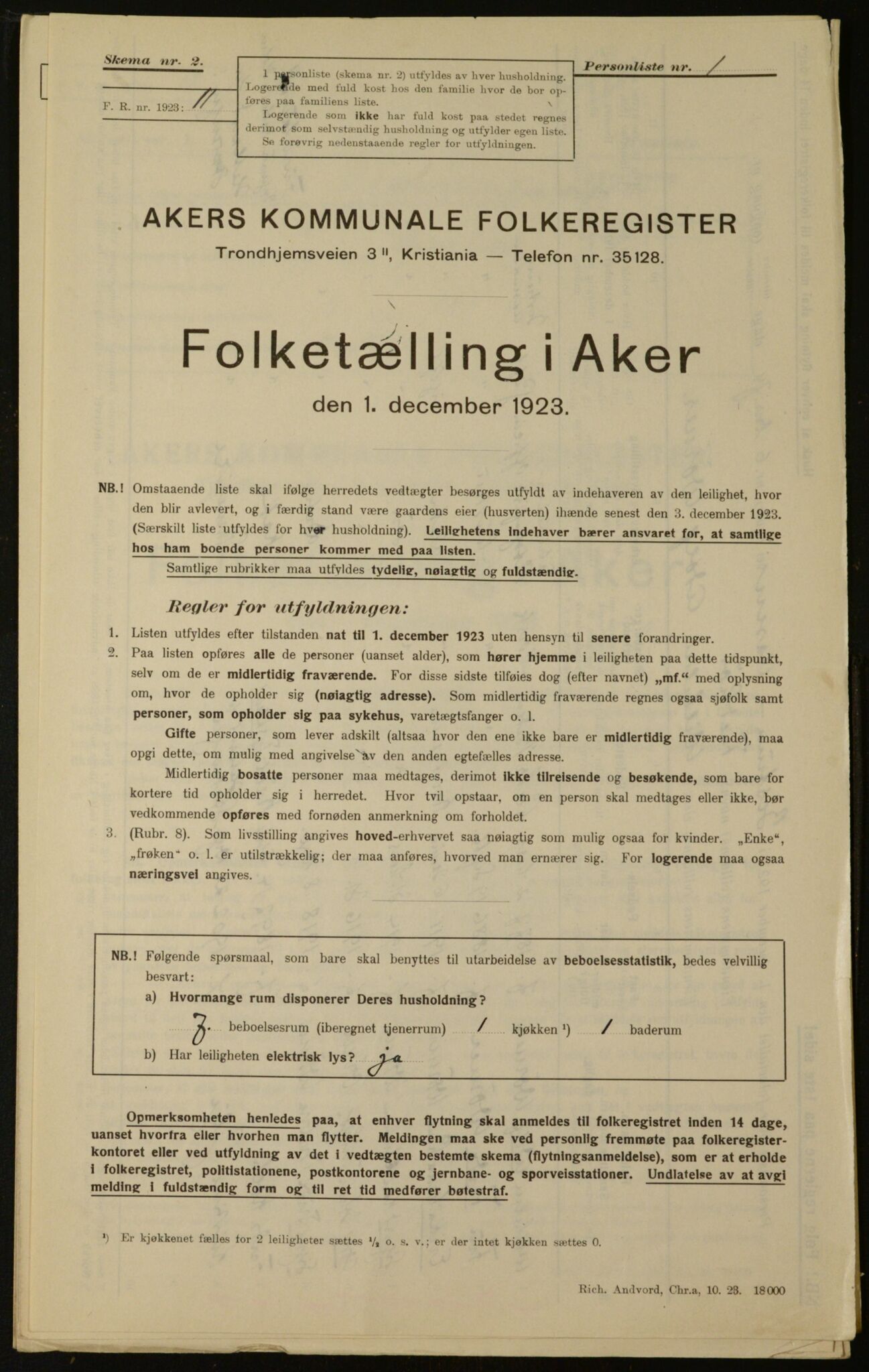 , Kommunal folketelling 1.12.1923 for Aker, 1923, s. 60