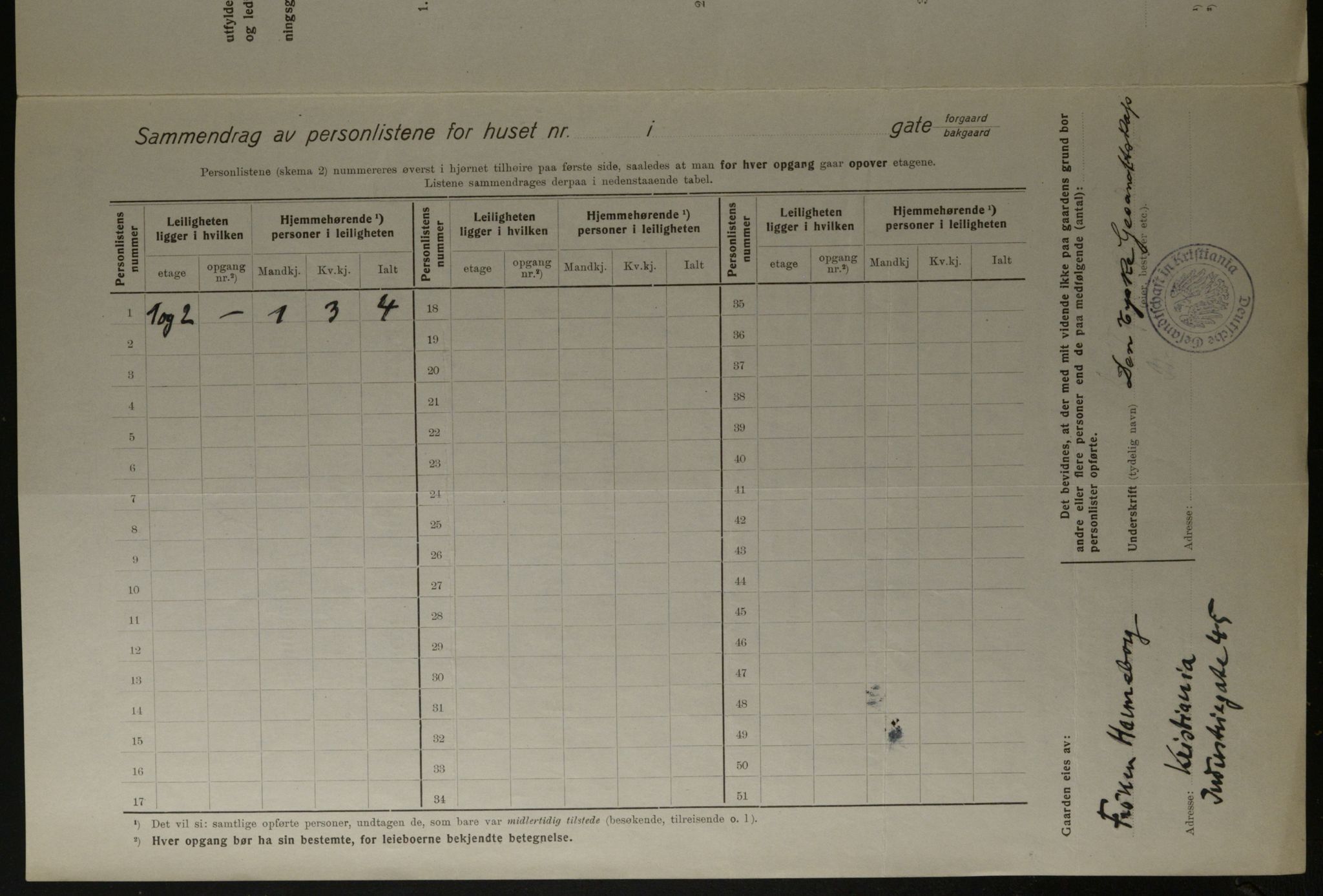 OBA, Kommunal folketelling 1.12.1923 for Kristiania, 1923, s. 133050