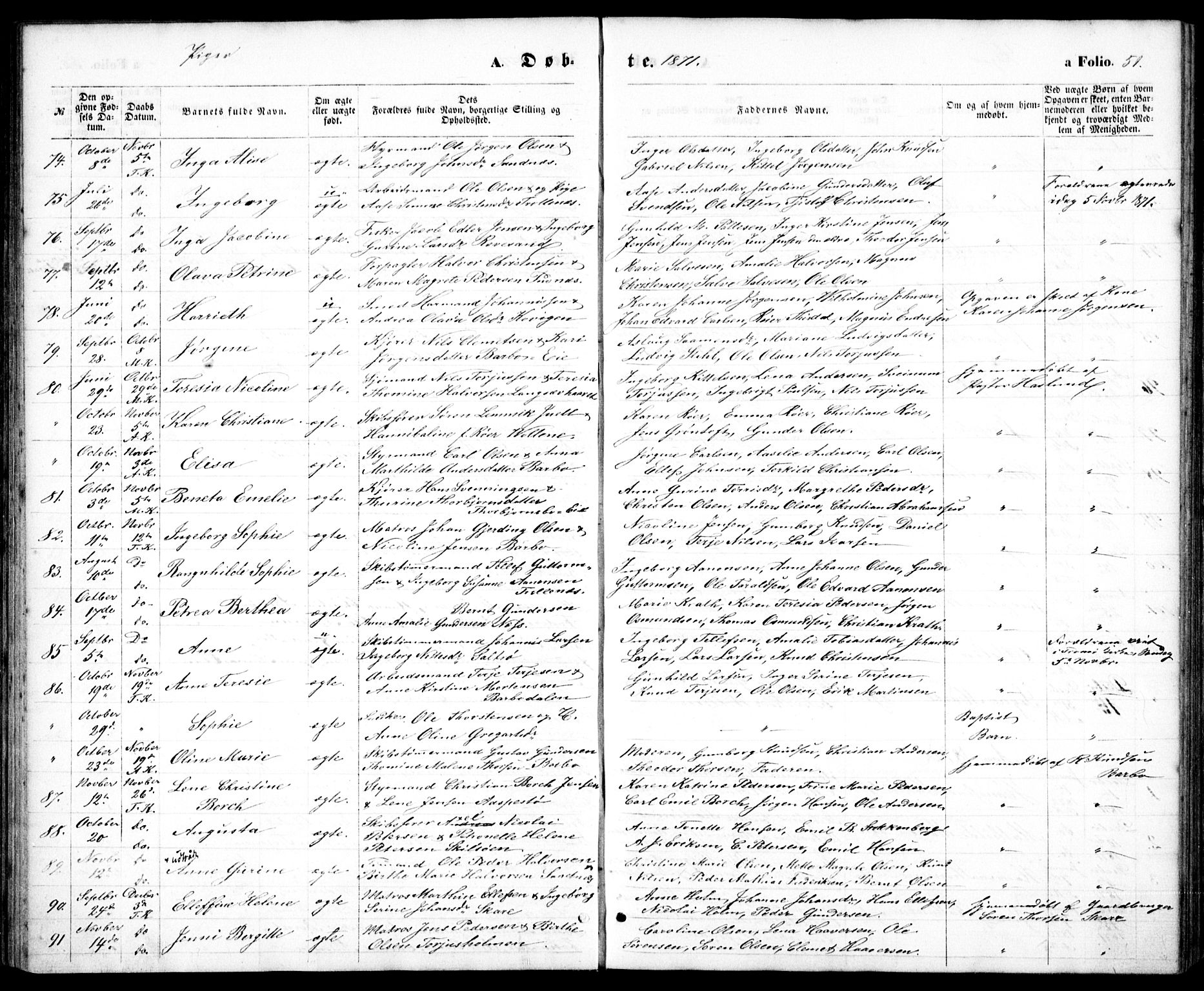 Tromøy sokneprestkontor, AV/SAK-1111-0041/F/Fb/L0004: Klokkerbok nr. B 4, 1869-1877, s. 51
