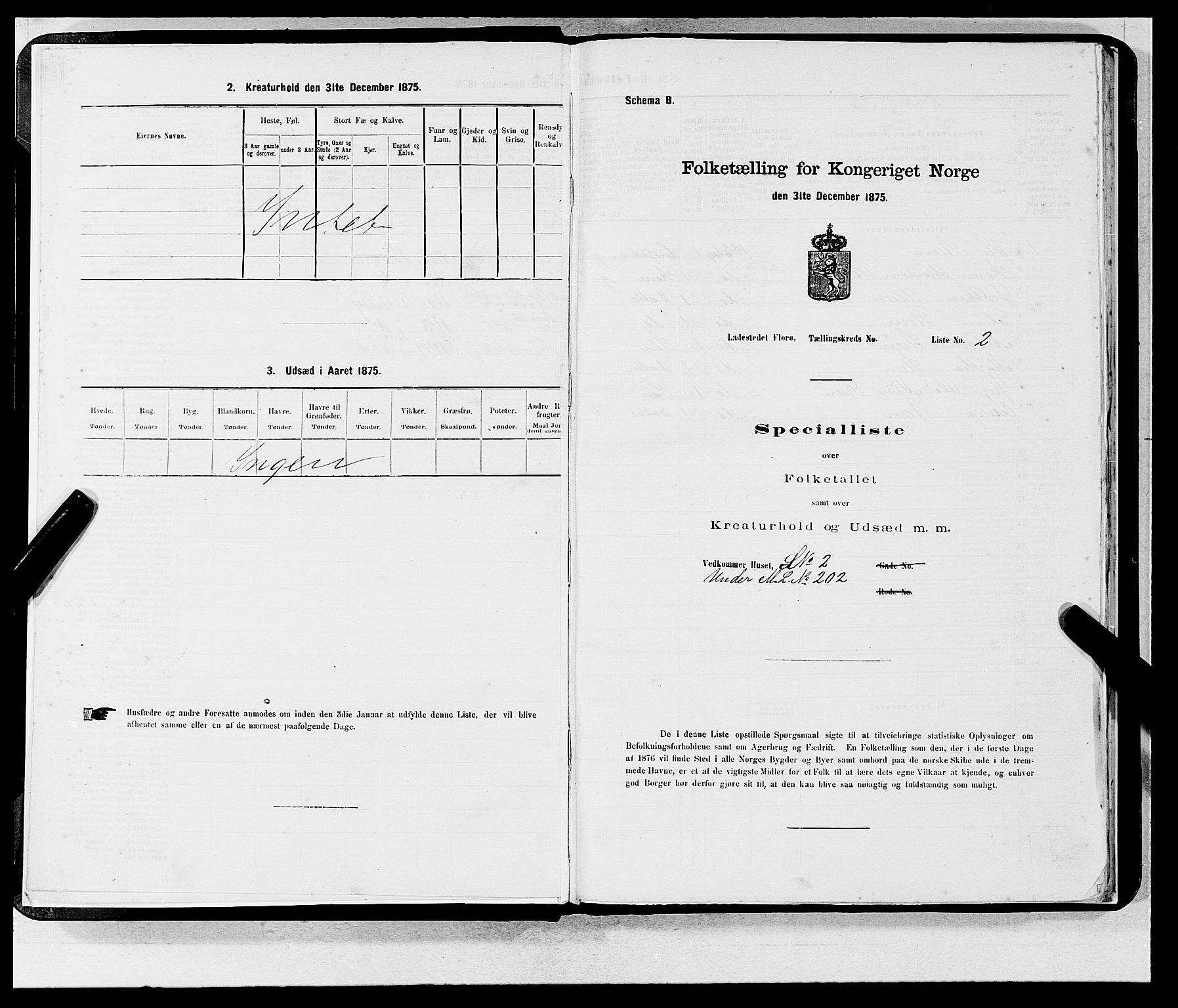 SAB, Folketelling 1875 for 1401B Kinn prestegjeld, Florø ladested, 1875, s. 3