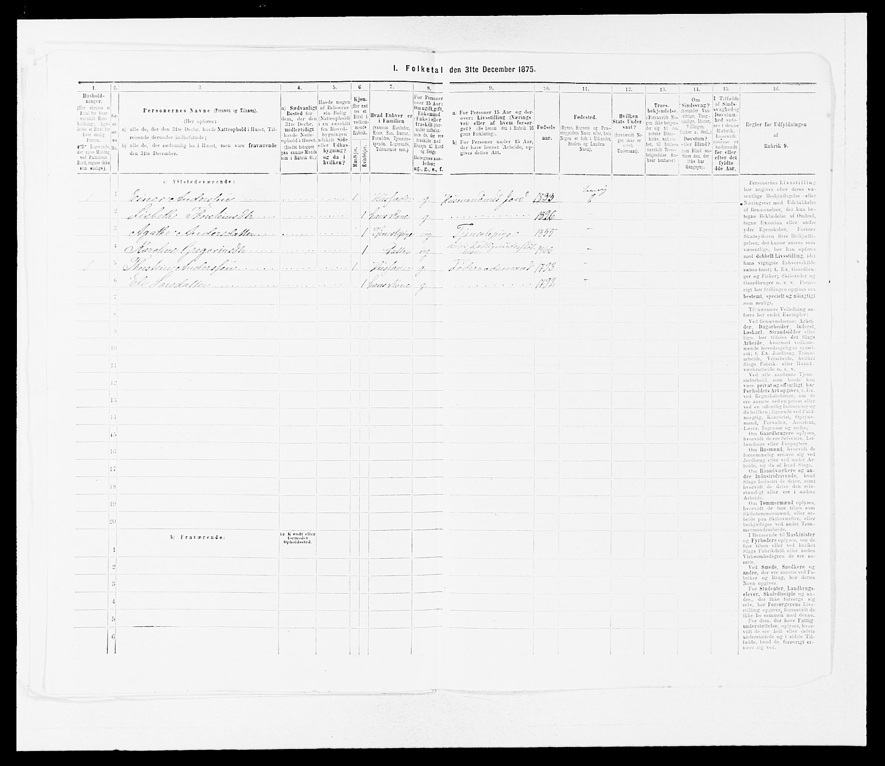 SAB, Folketelling 1875 for 1411P Eivindvik prestegjeld, 1875, s. 319