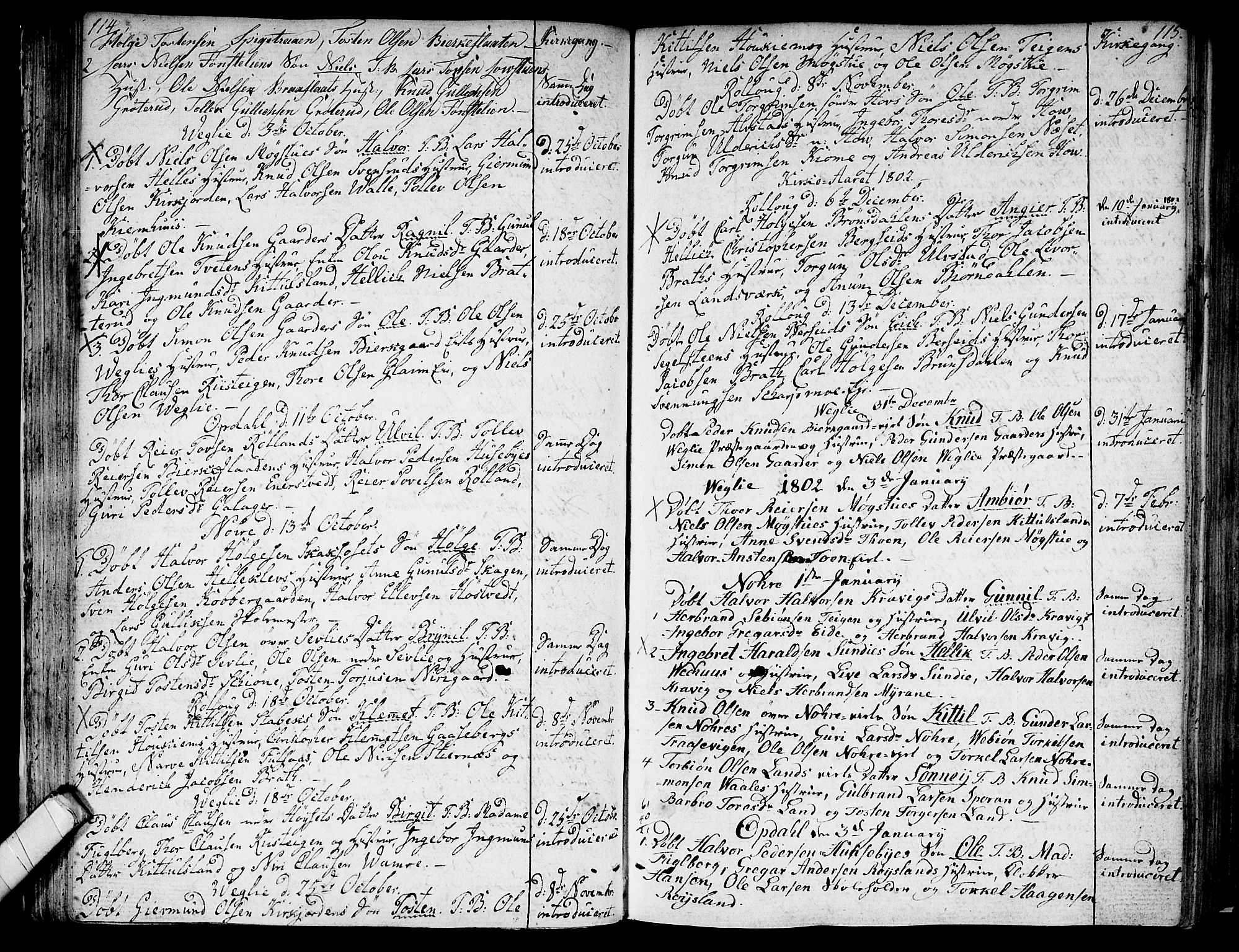 Rollag kirkebøker, AV/SAKO-A-240/F/Fa/L0005: Ministerialbok nr. I 5, 1792-1814, s. 114-115