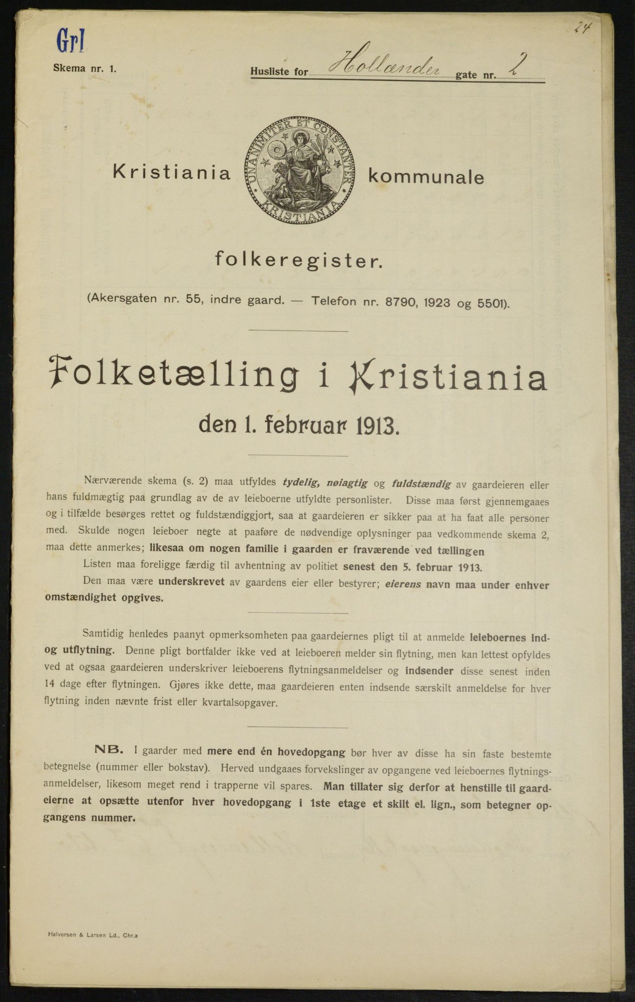 OBA, Kommunal folketelling 1.2.1913 for Kristiania, 1913, s. 40449